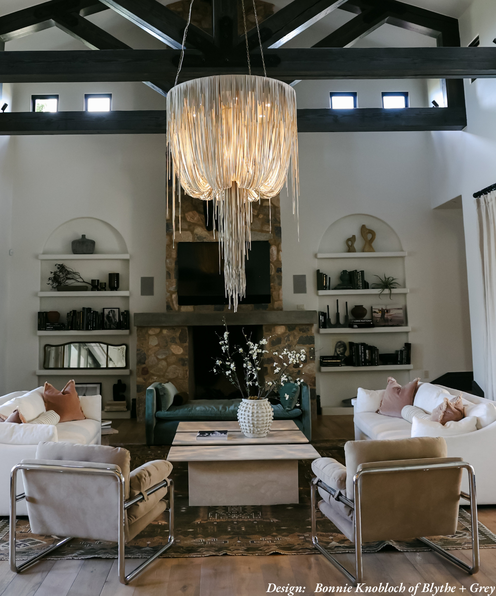 Large Round Urchin Leather Chandelier