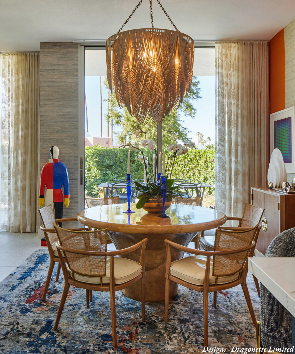 Large Round Whisper Leather Chandelier