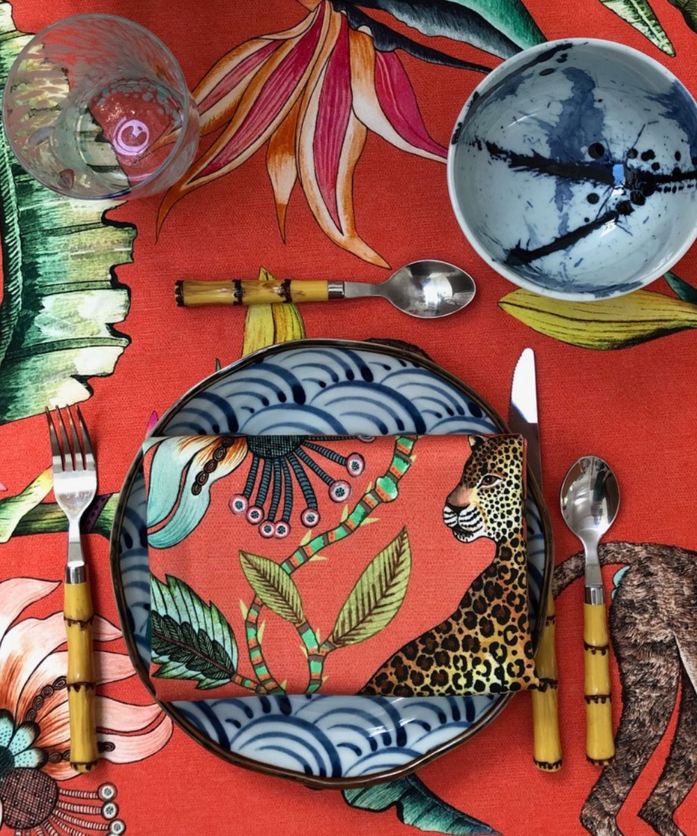 Leopard Napkins (Pair) - Coral