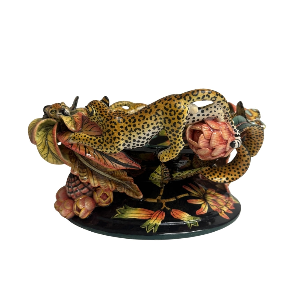 Ardmore Ceramic Art - Leopard & Butterfly Bowl