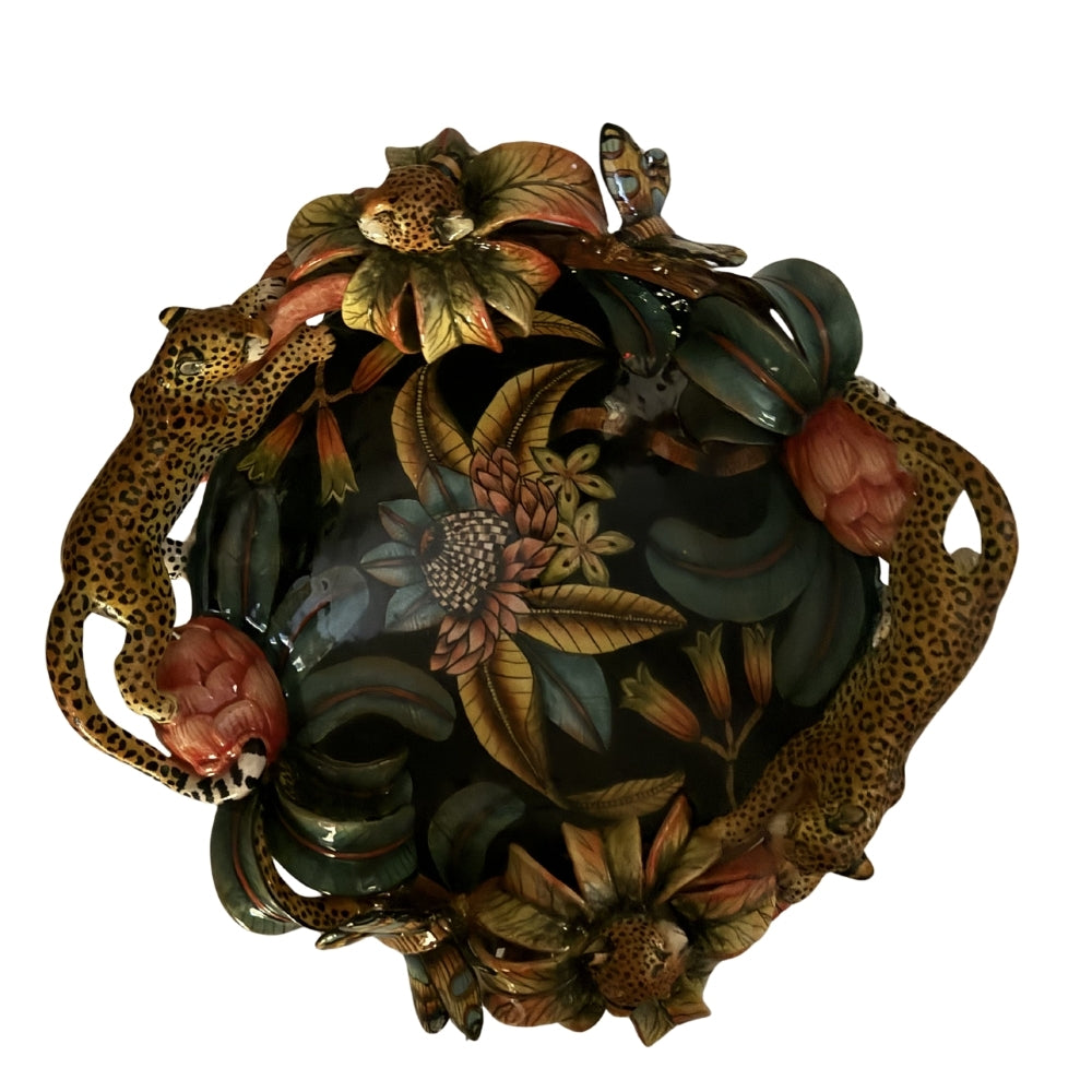 Ardmore Ceramic Art - Leopard & Butterfly Bowl