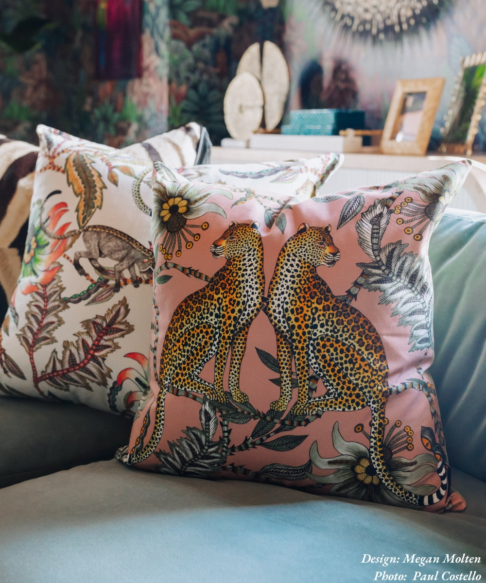 Lovebird Leopards Pillow - Cotton - Magnolia