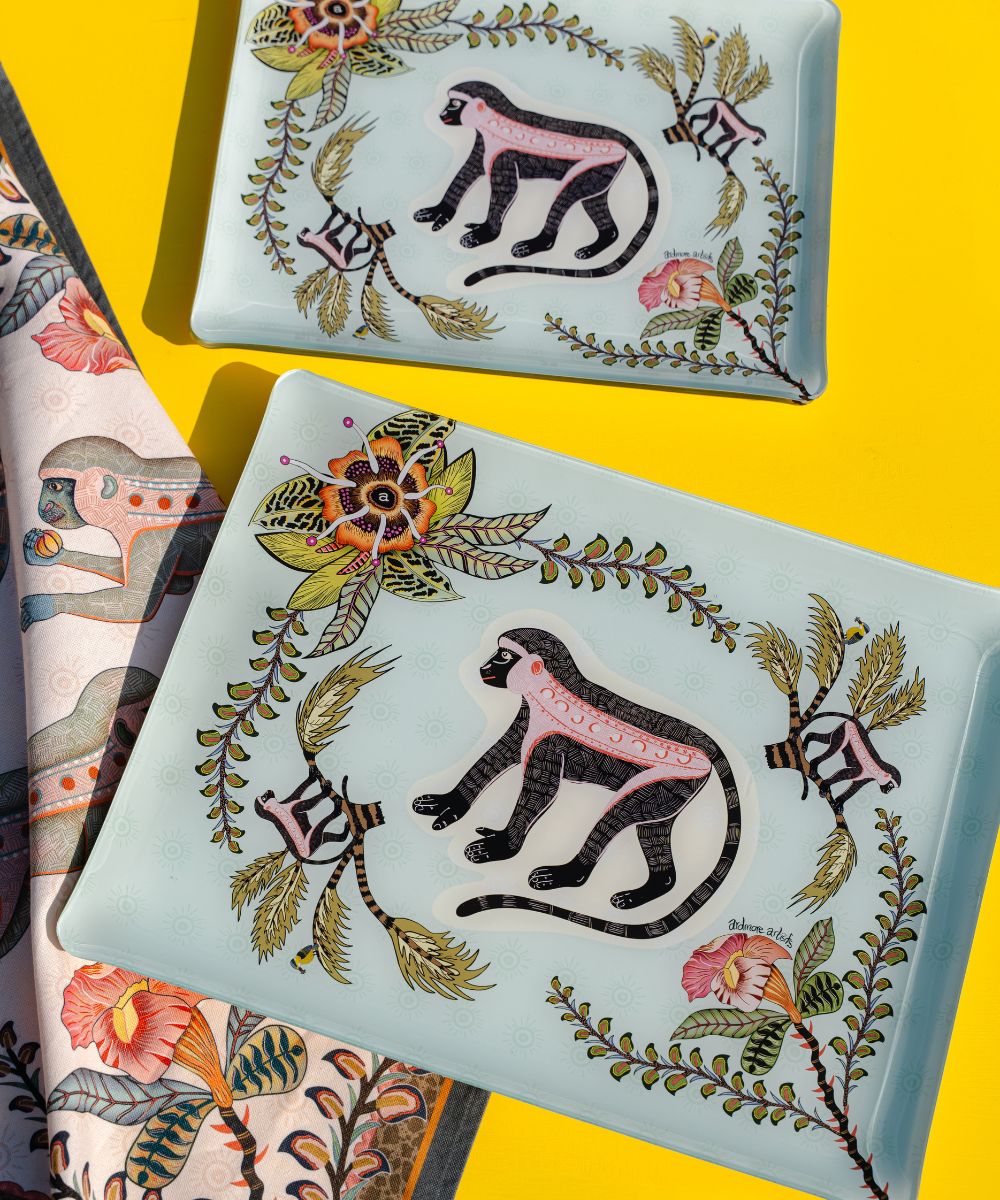 Meandering Monkey Acrylic Tray - Oasis