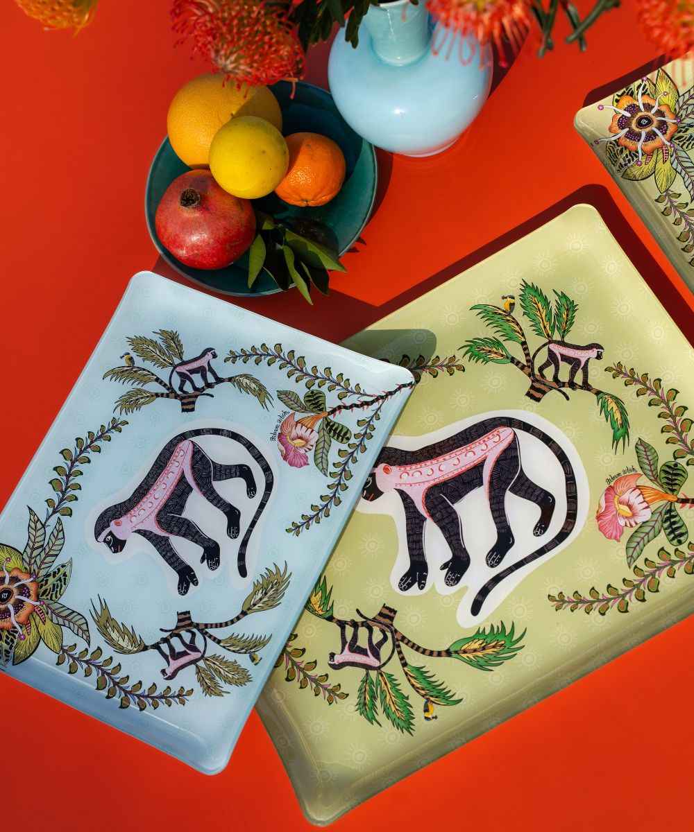 Meandering Monkey Acrylic Tray - Oasis