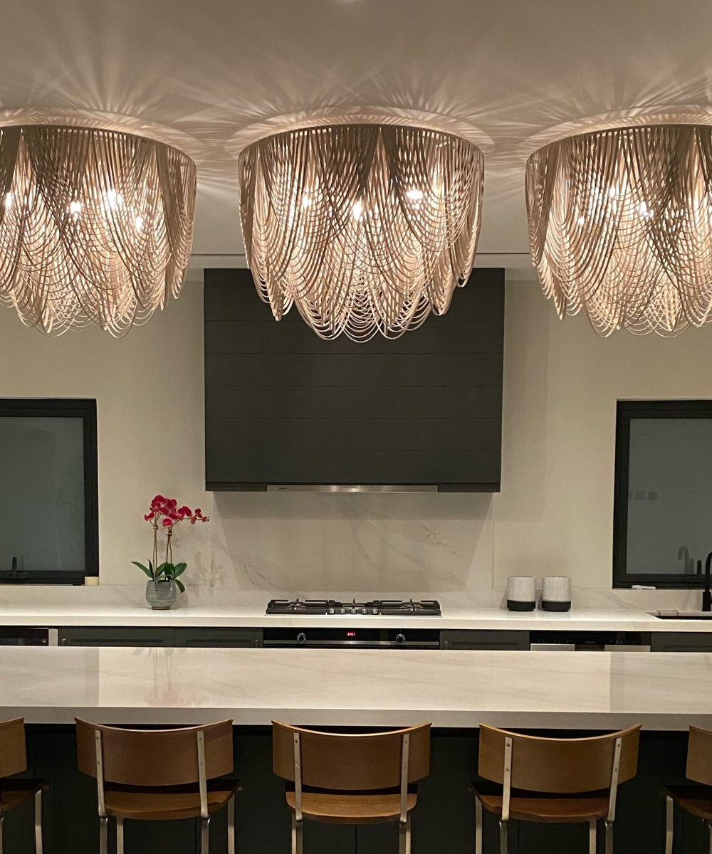 Medium Round Whisper Flush Mount Leather Chandelier