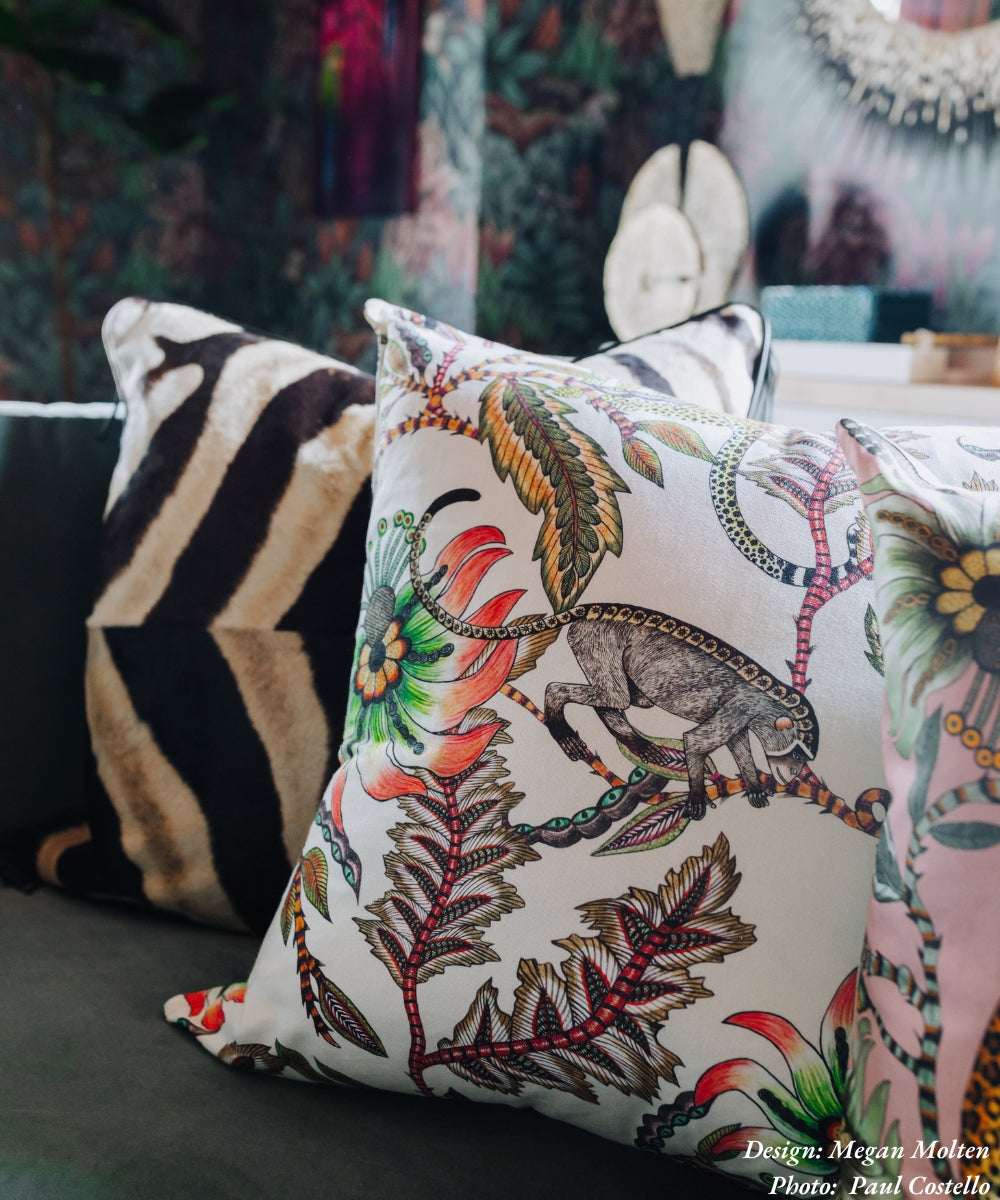 Monkey Bean Pillow - Linen - Parakeet