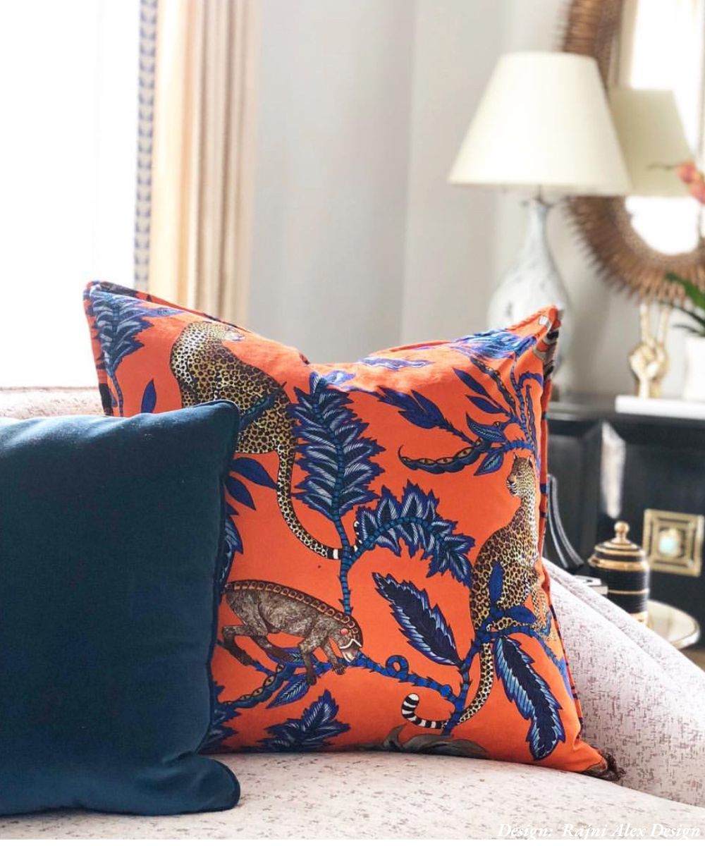 Monkey Bean Velvet Pillow - Flame