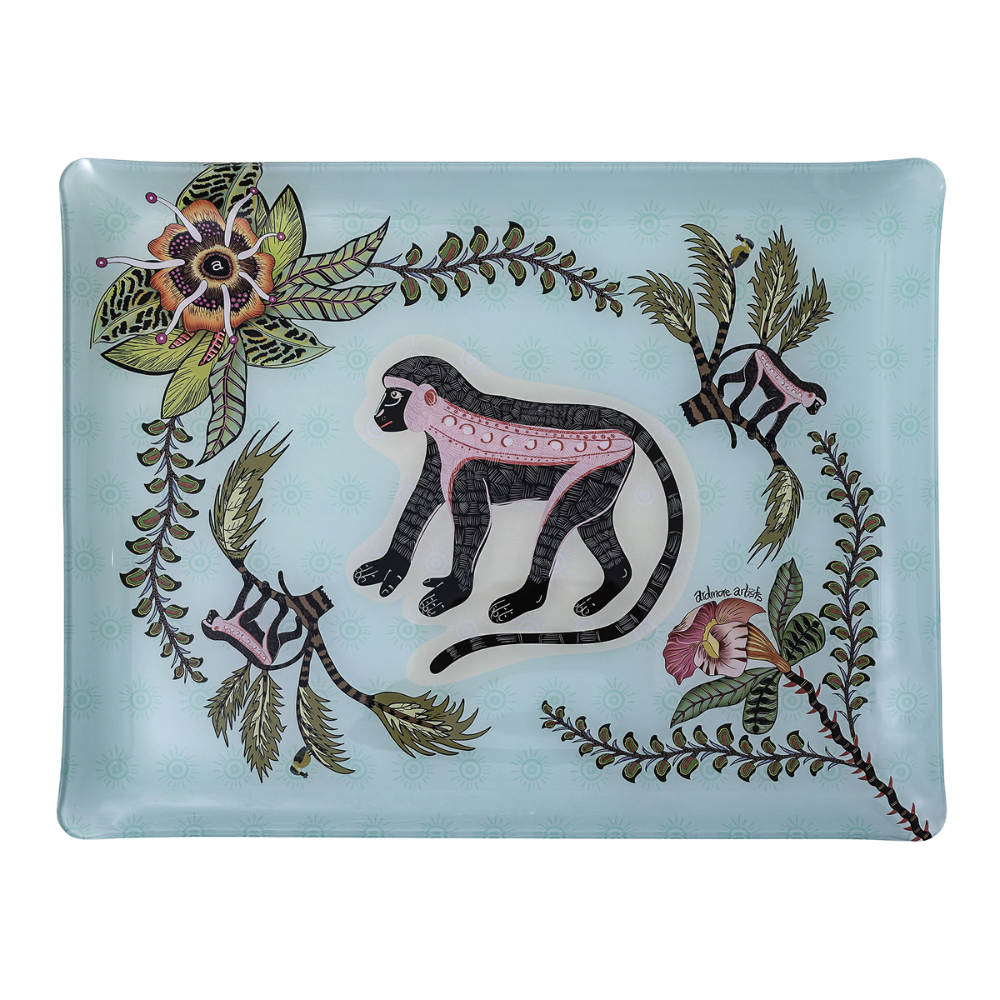 Meandering Monkey Acrylic Tray - Oasis