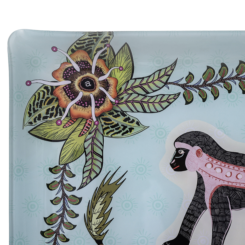 Meandering Monkey Acrylic Tray - Oasis