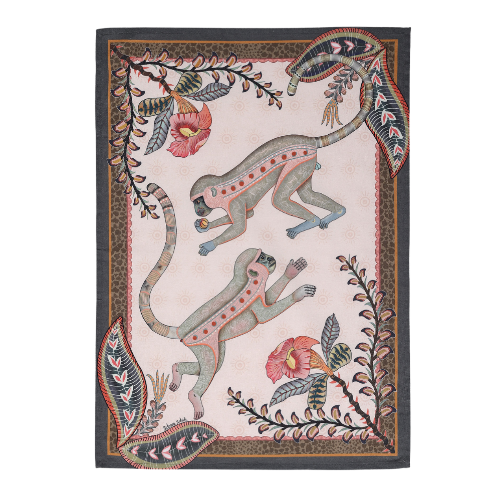 Monkey Tales Tea Towel - Sandstone