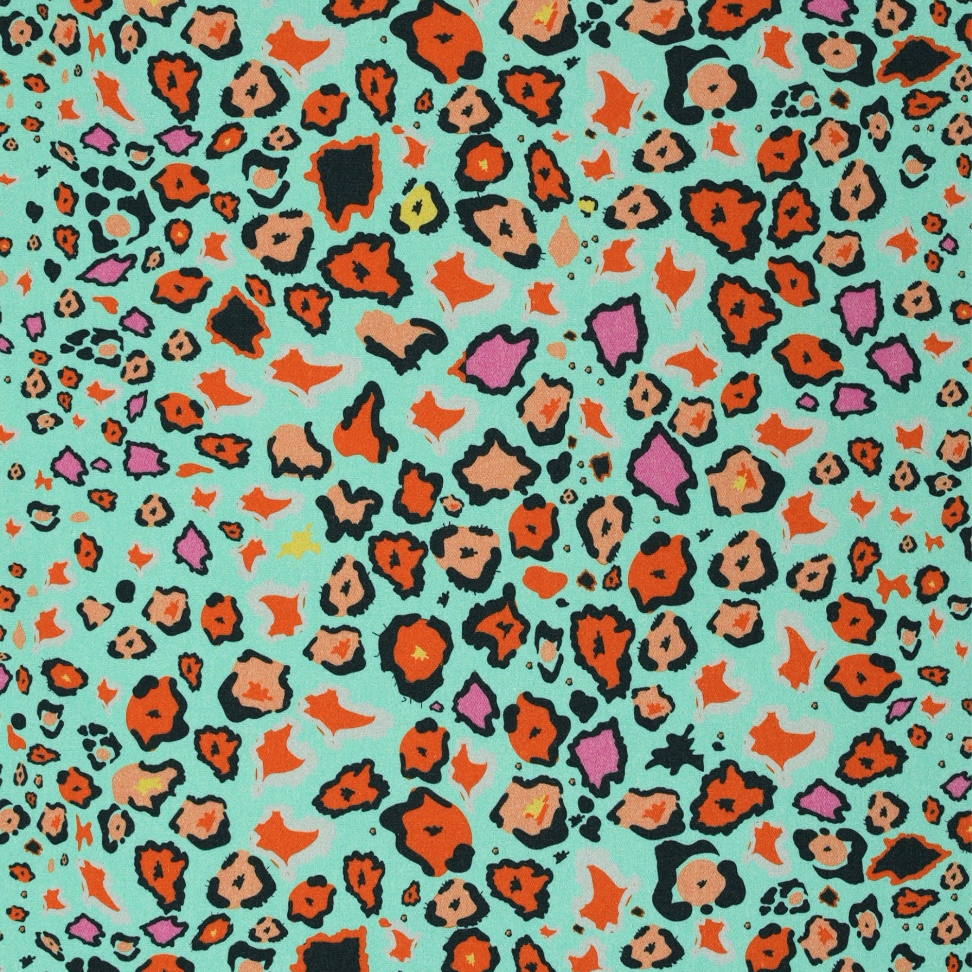 Leopard Lights Linen Fabric - Kingfisher