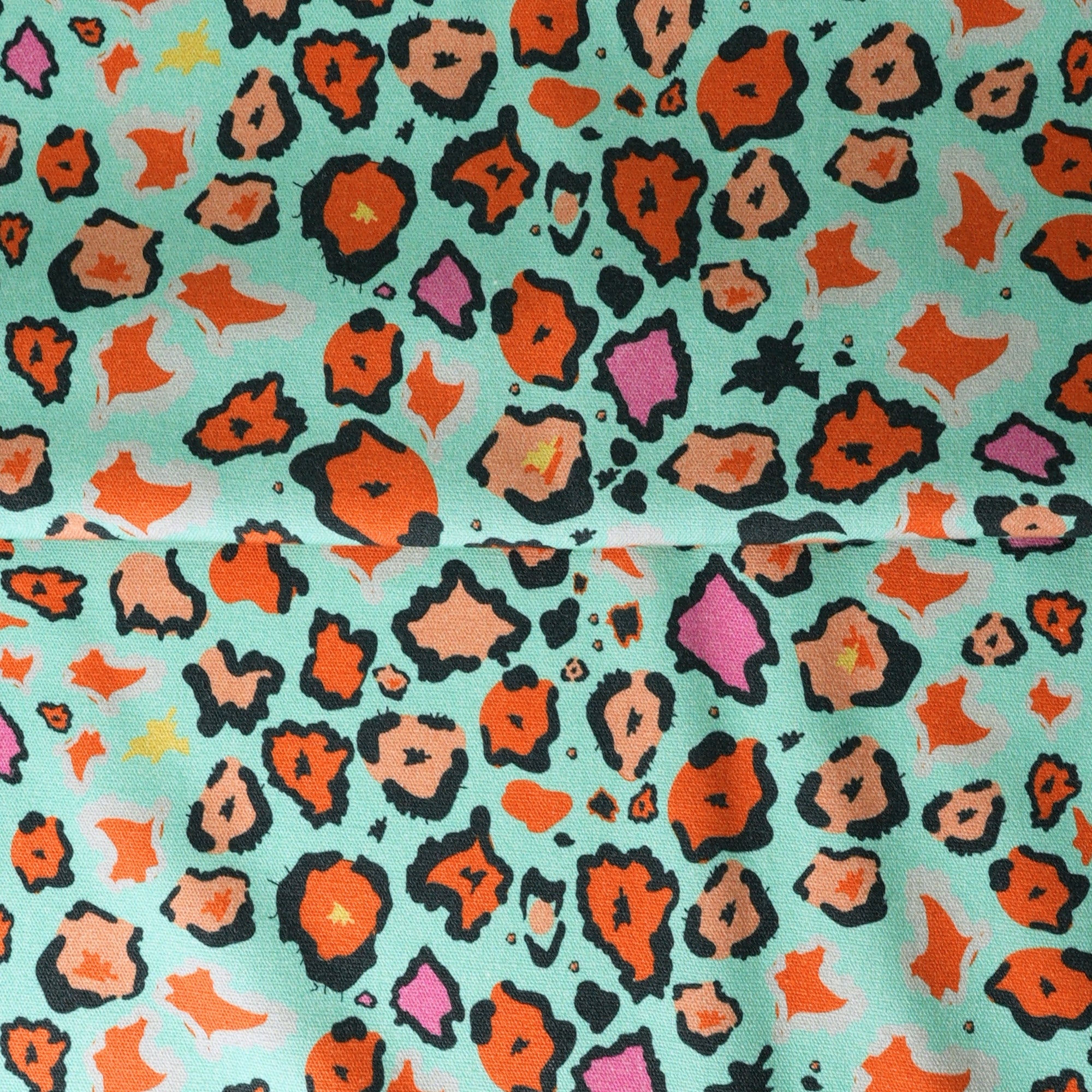 Leopard Lights Linen Fabric - Kingfisher