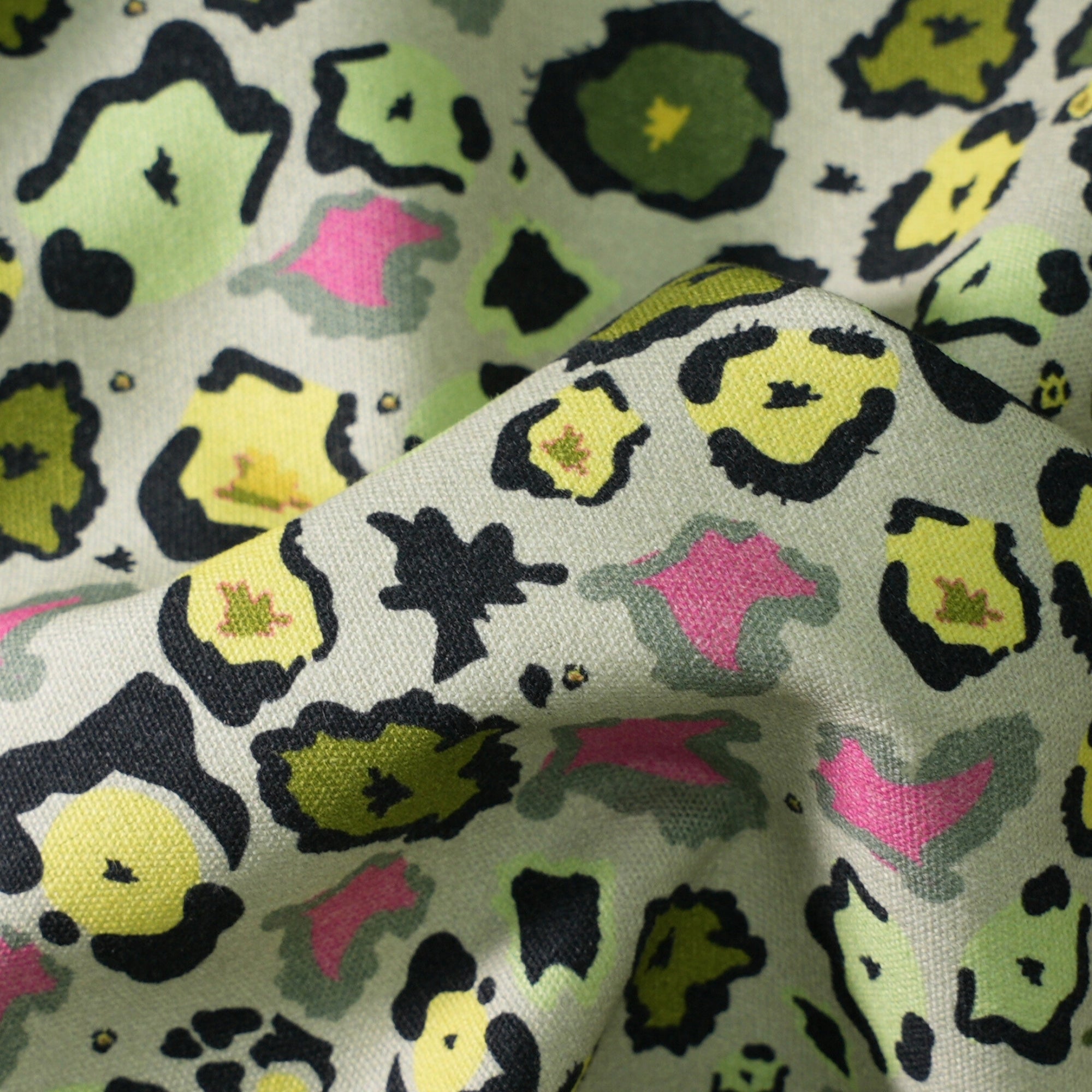 Leopard Lights Linen Fabric - Savannah