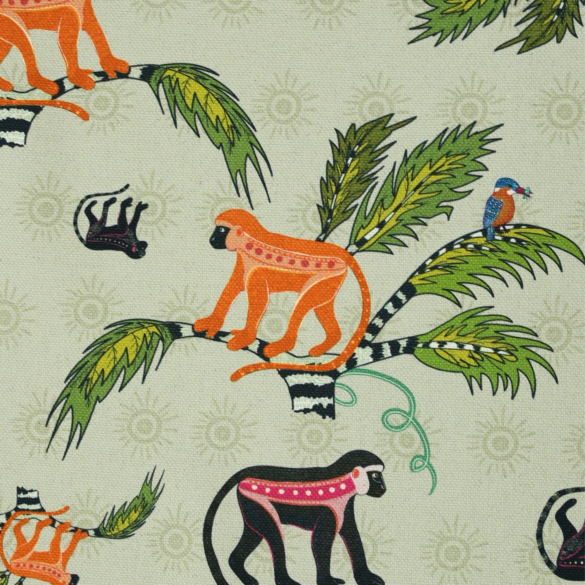 Monkey Palm Heavyweight Linen Fabric - Savannah-Mango