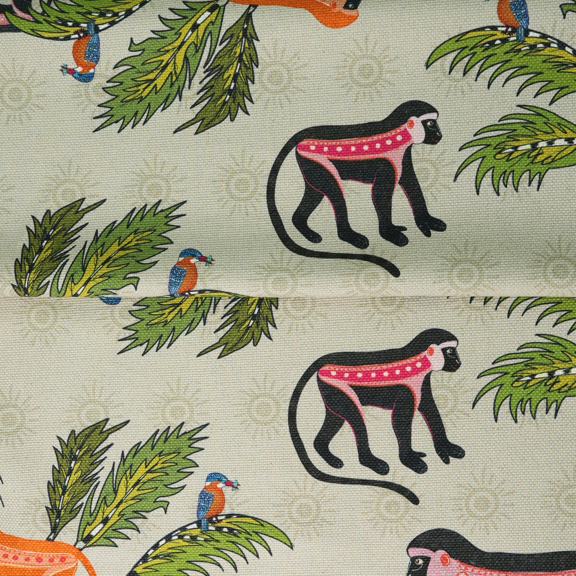 Monkey Palm Heavyweight Linen Fabric - Savannah-Mango