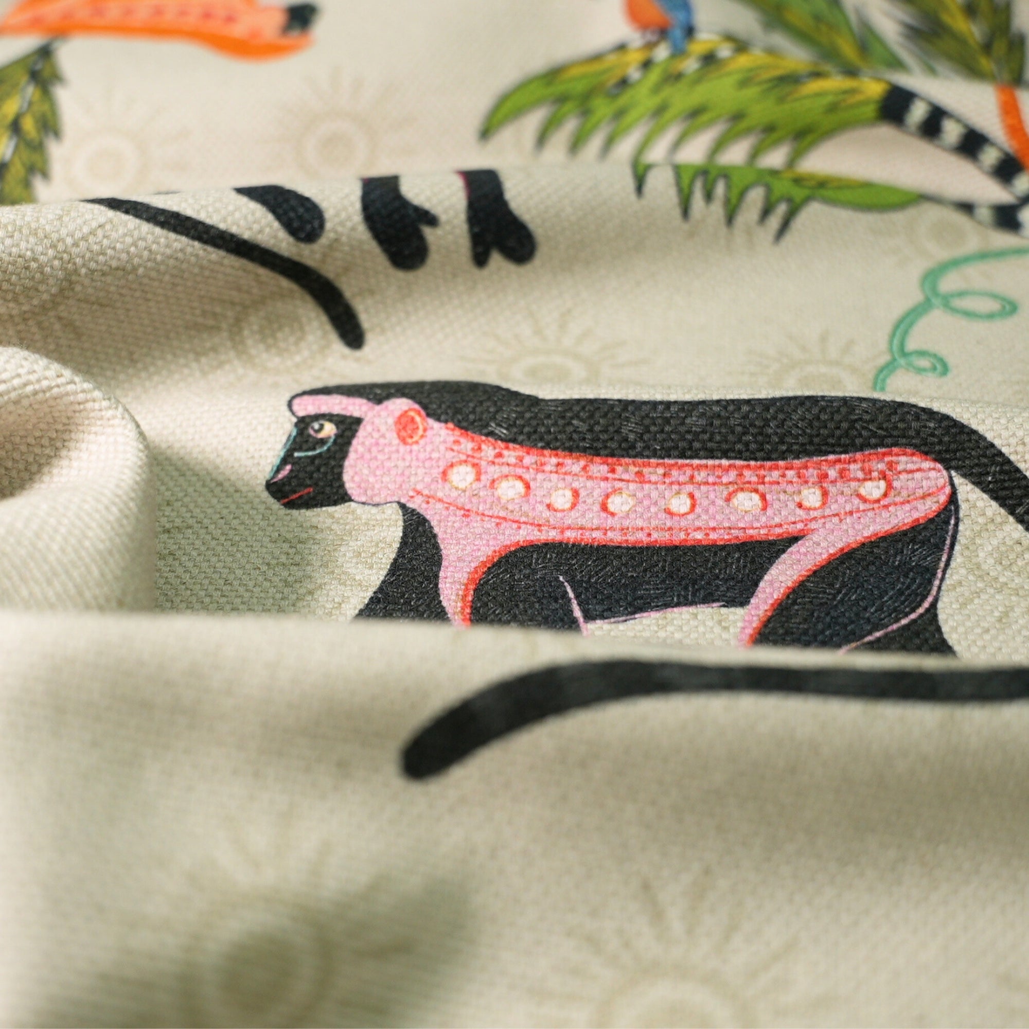 Monkey Palm Heavyweight Linen Fabric - Savannah-Mango