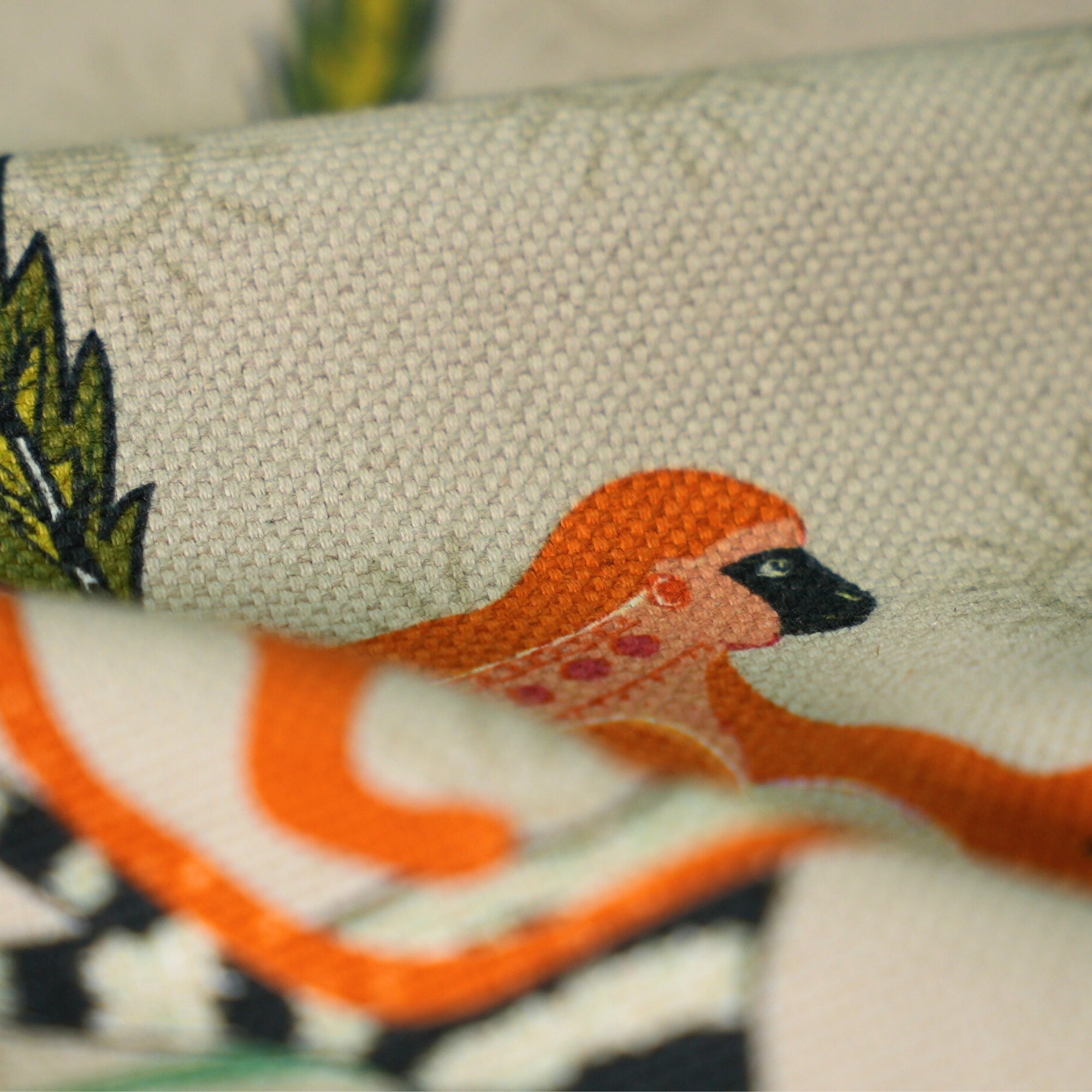 Monkey Palm Heavyweight Linen Fabric - Savannah-Mango