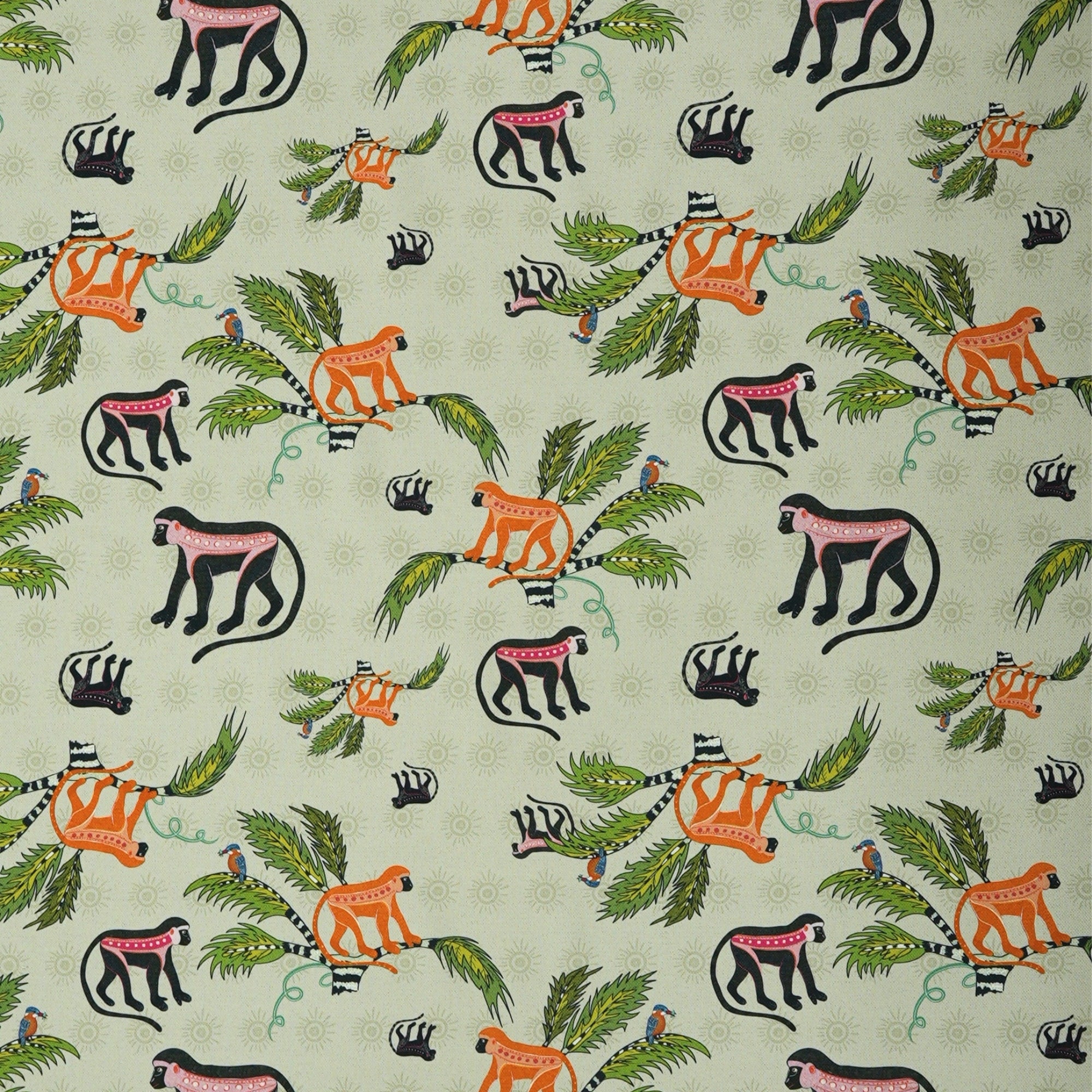 Monkey Palm Heavyweight Linen Fabric - Savannah-Mango