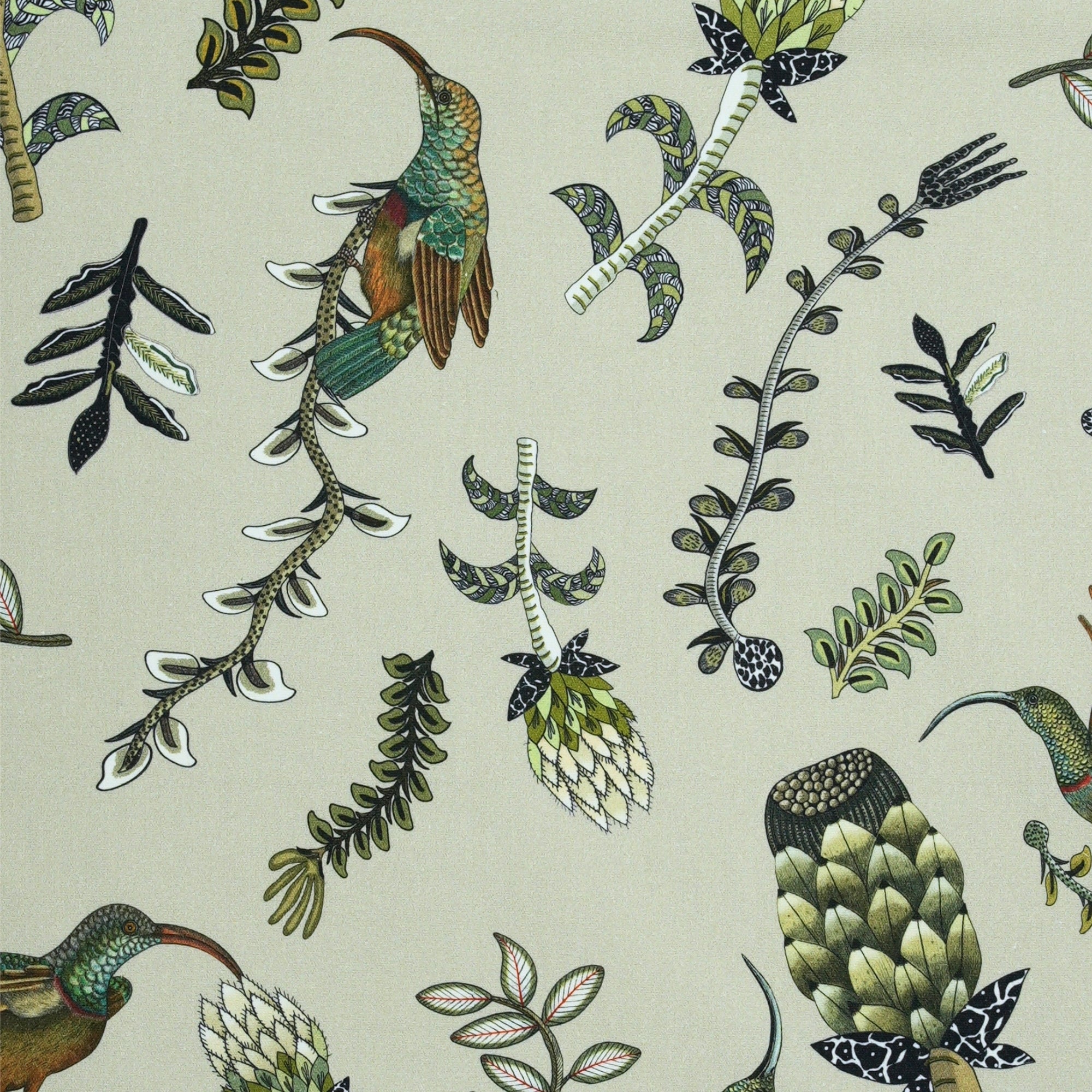 Protea Garden Linen Fabric - Stone