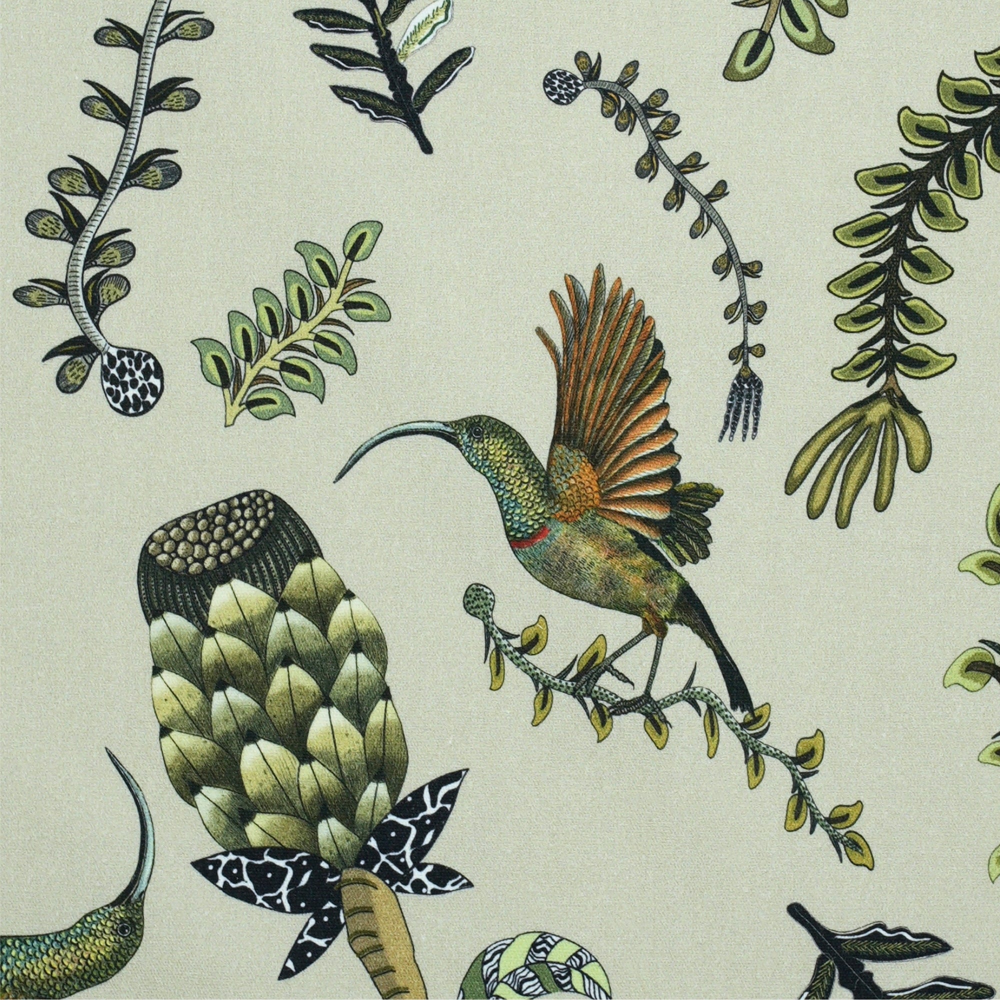 Protea Garden Linen Fabric - Stone