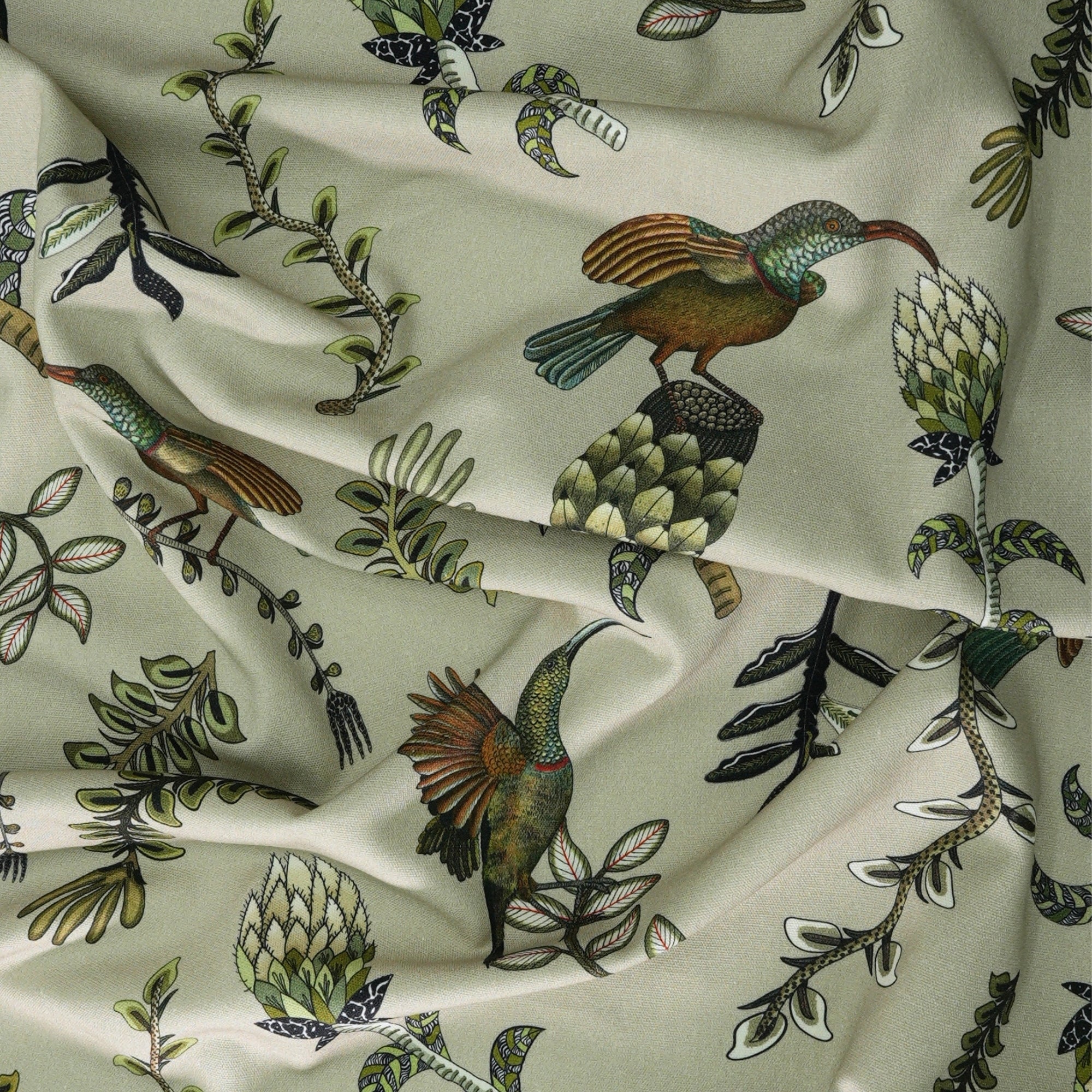 Protea Garden Linen Fabric - Stone