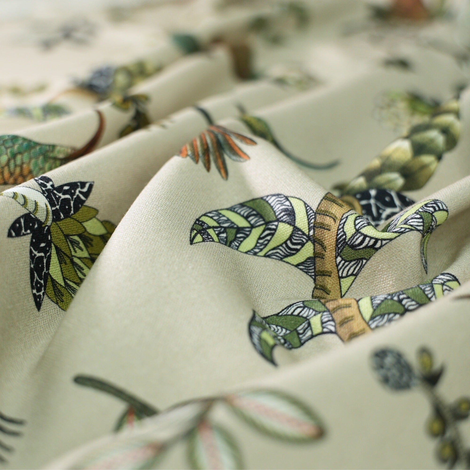 Protea Garden Linen Fabric - Stone