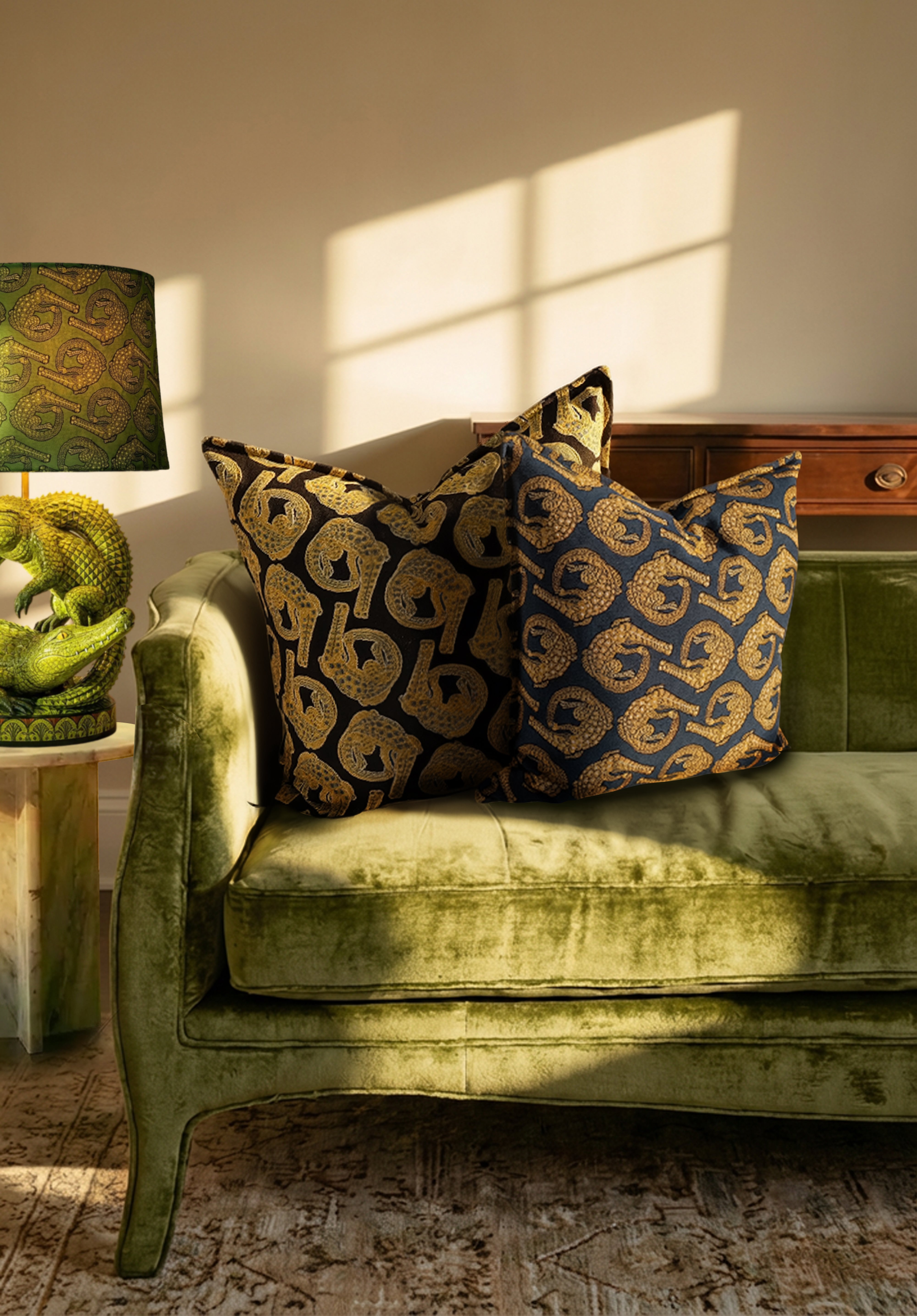 Croco Jacquard Pillow - Limelight