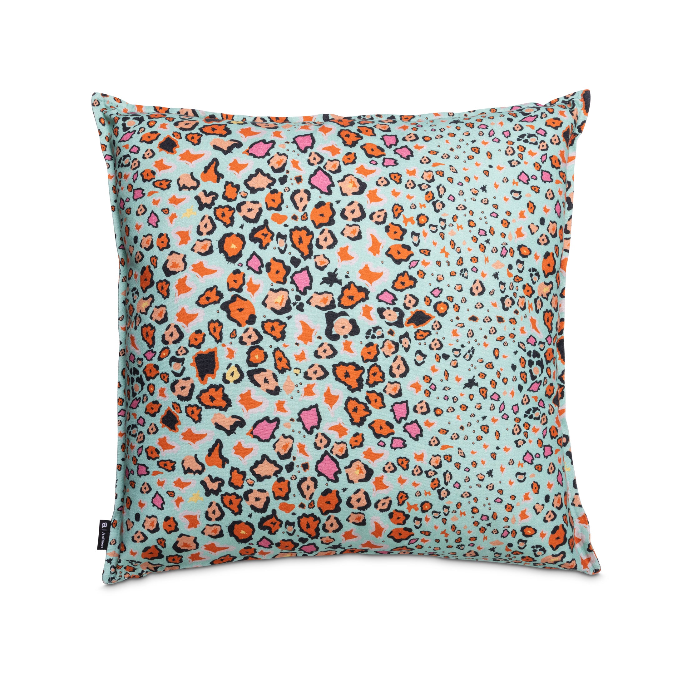 Leopard Lights Linen Pillow - Kingfisher