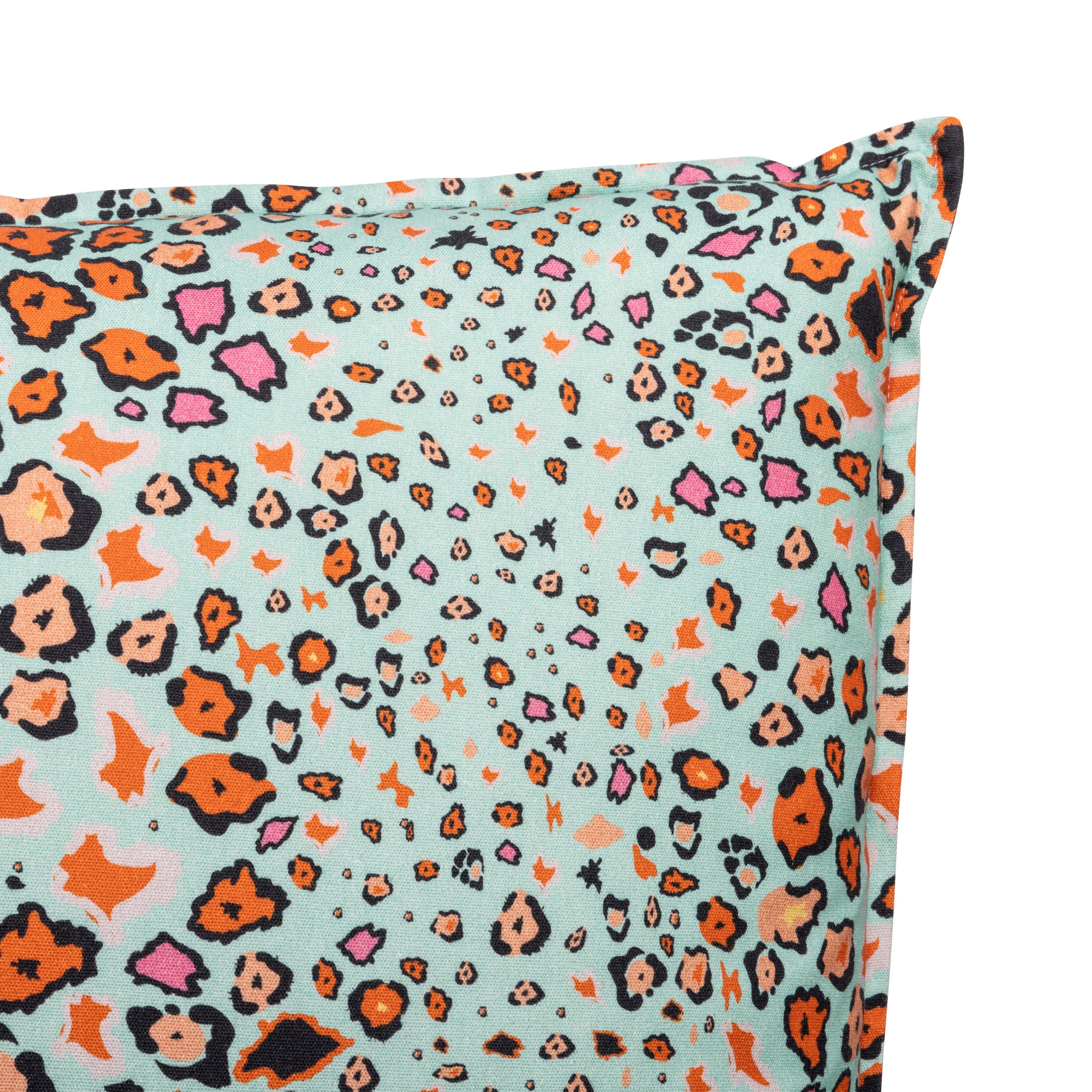 Leopard Lights Linen Pillow - Kingfisher