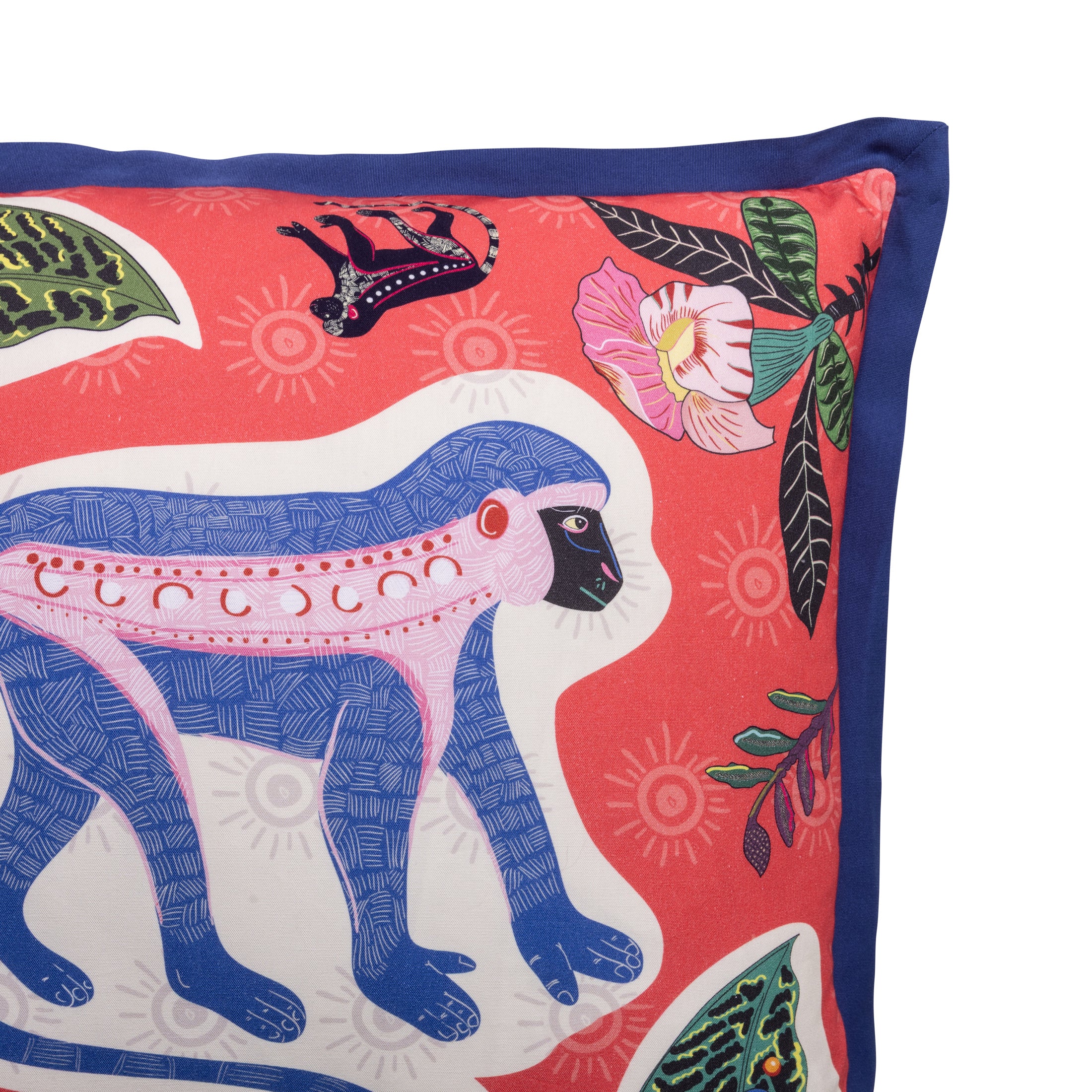 Meandering Monkey Cotton Pillow - Sunset