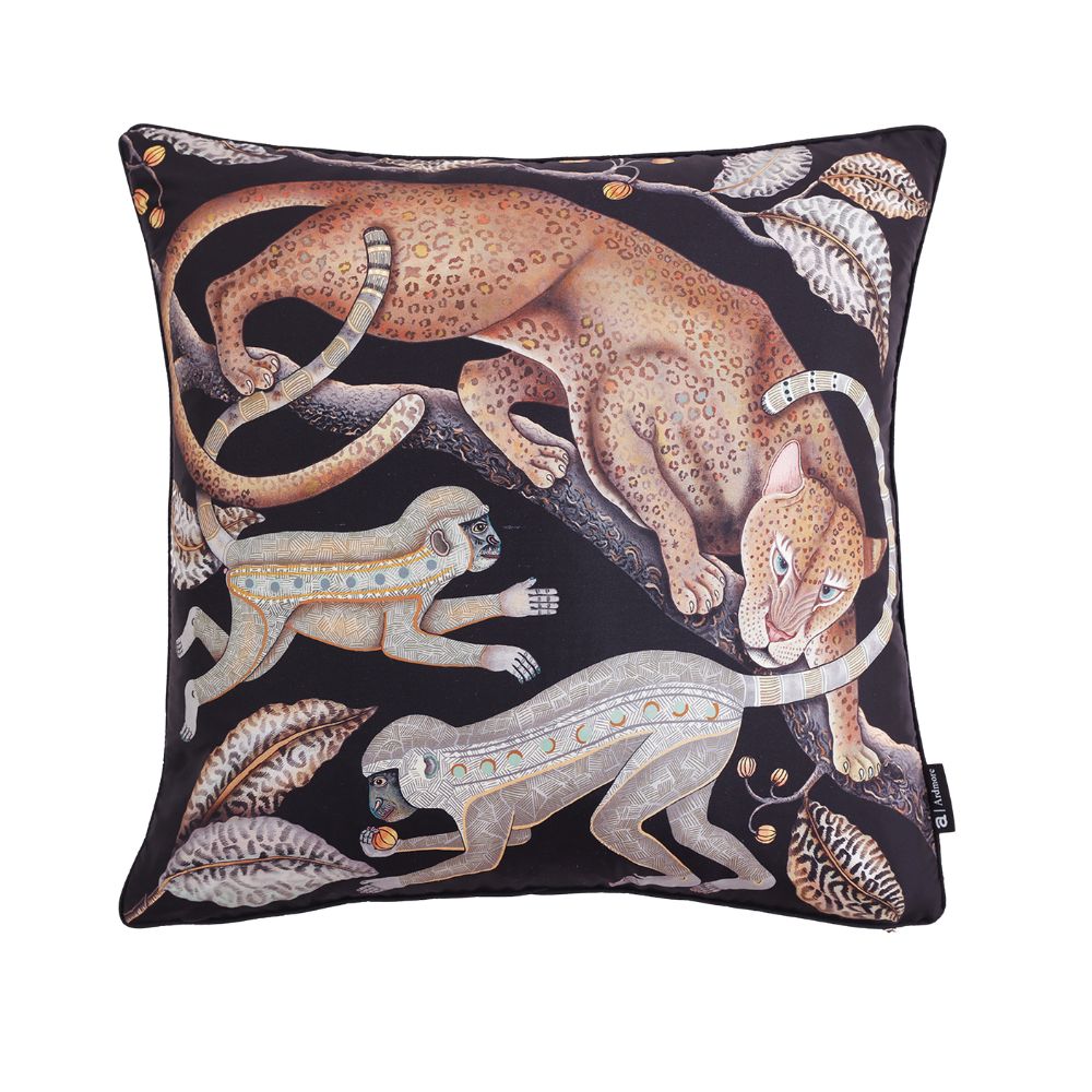 Monkey Tales Silk Pillow - Brass