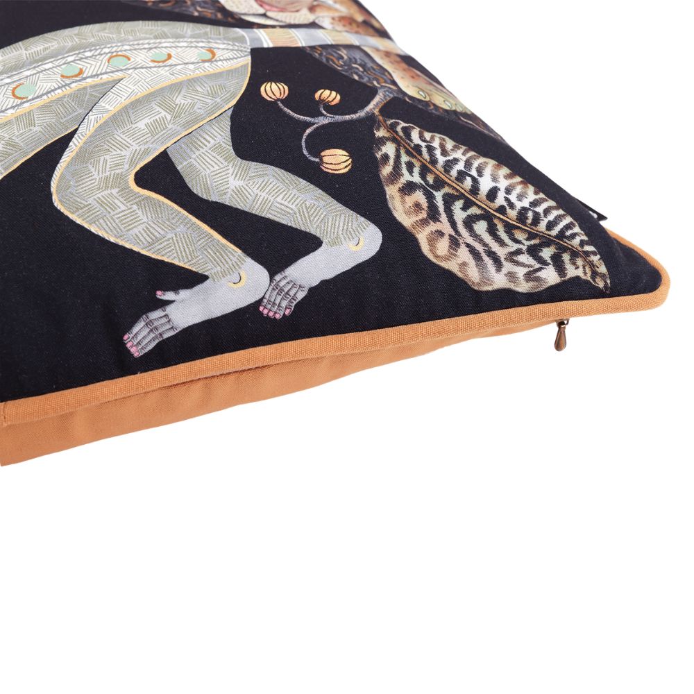 Monkey Tales Cotton Pillow - Brass