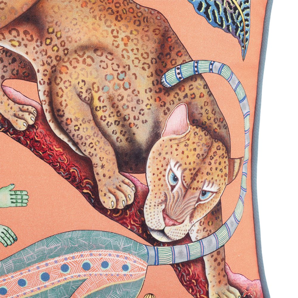 Monkey Tales Cotton Pillow - Coral