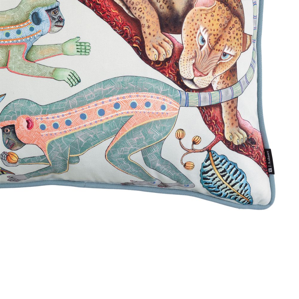 Monkey Tales Cotton Pillow - Mist