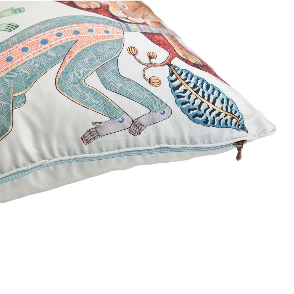 Monkey Tales Silk Pillow - Mist