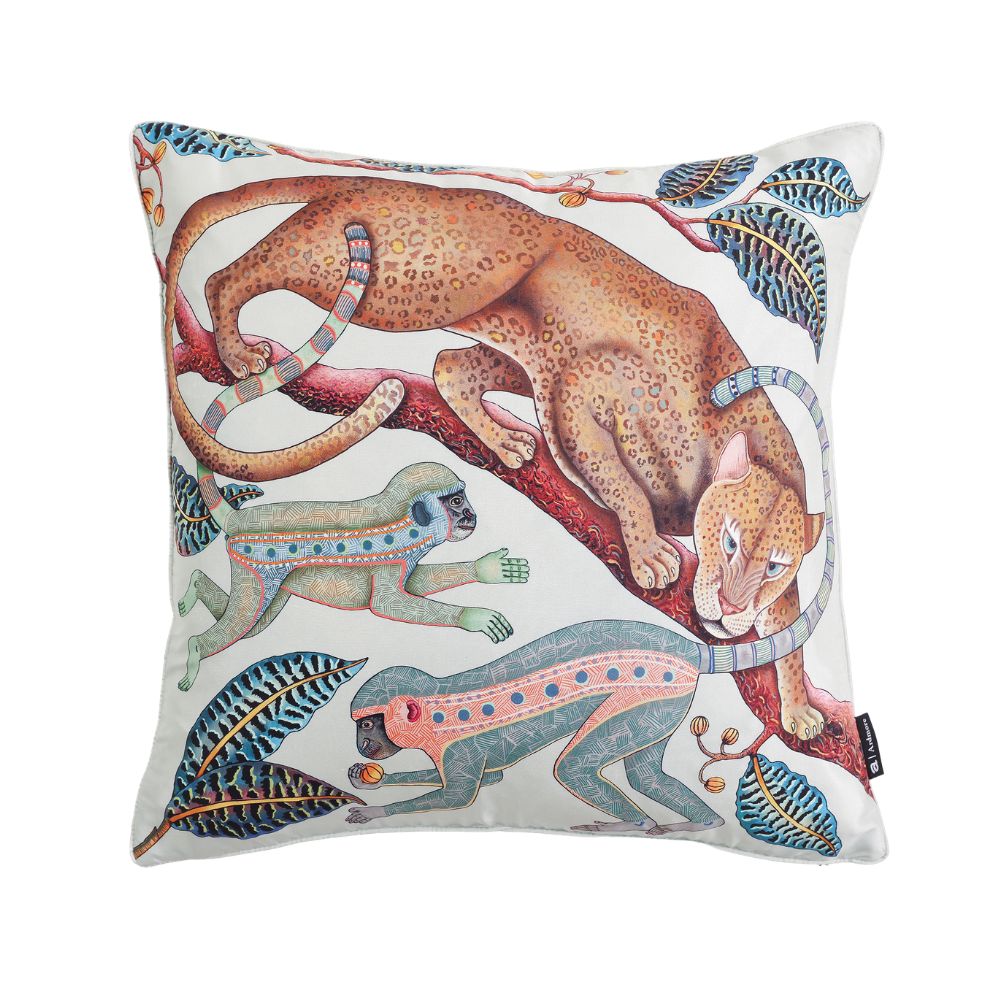 Monkey Tales Silk Pillow - Mist