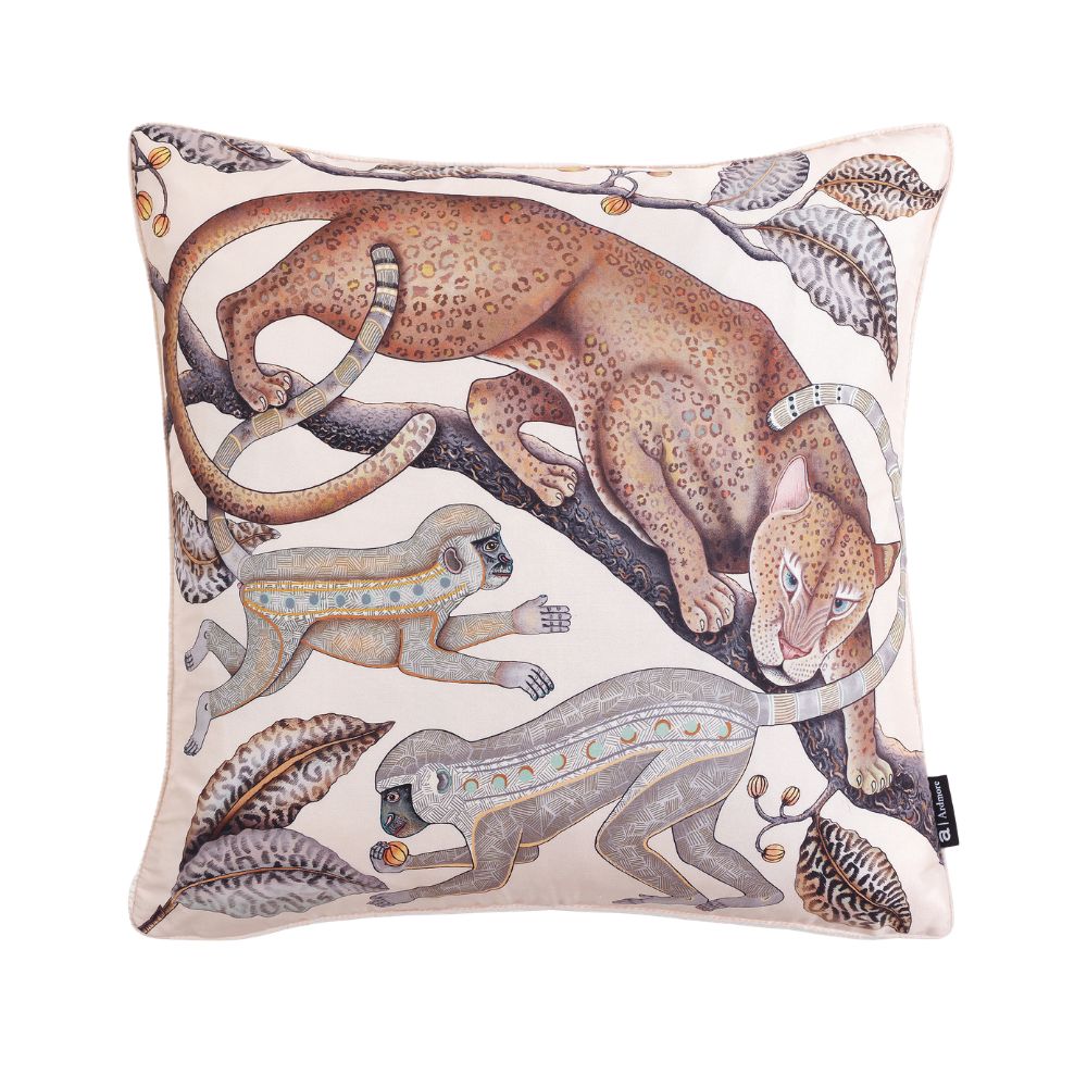 Monkey Tales Silk Pillow - Pearl