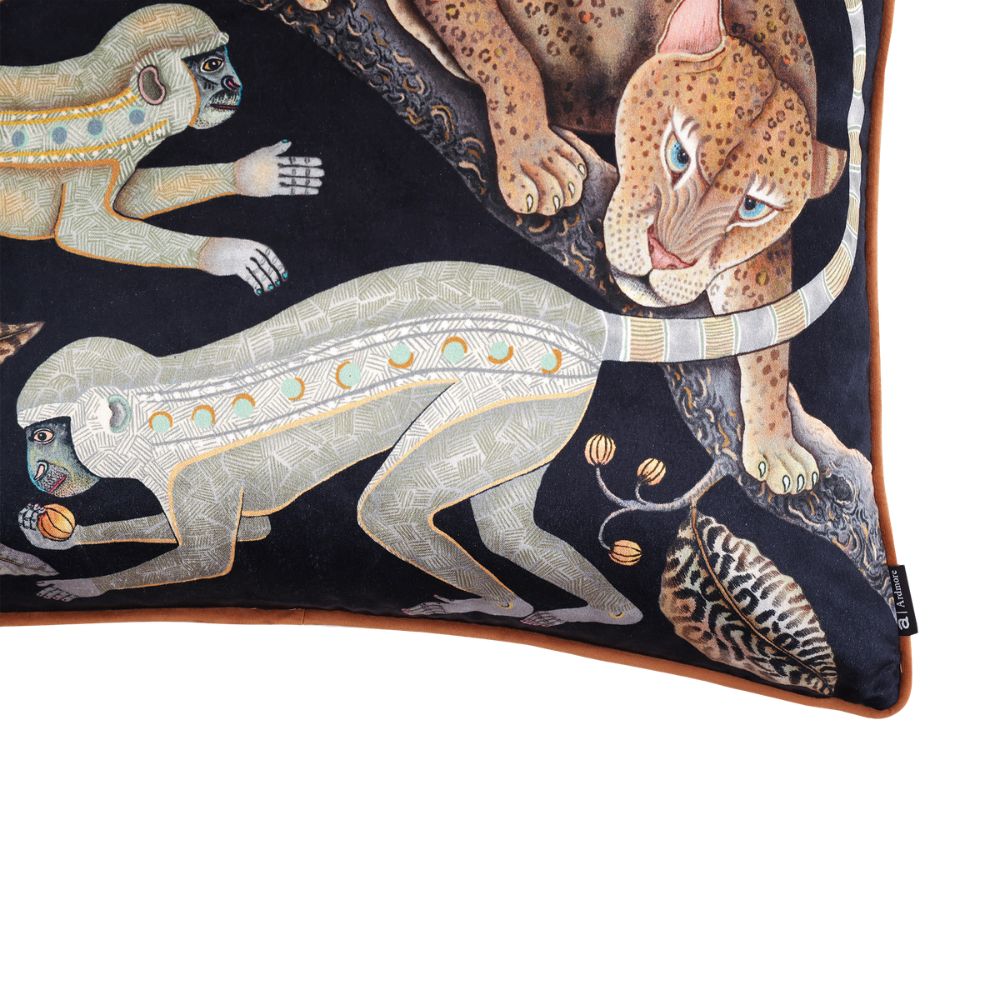 Monkey Tales Velvet Pillow - Brass