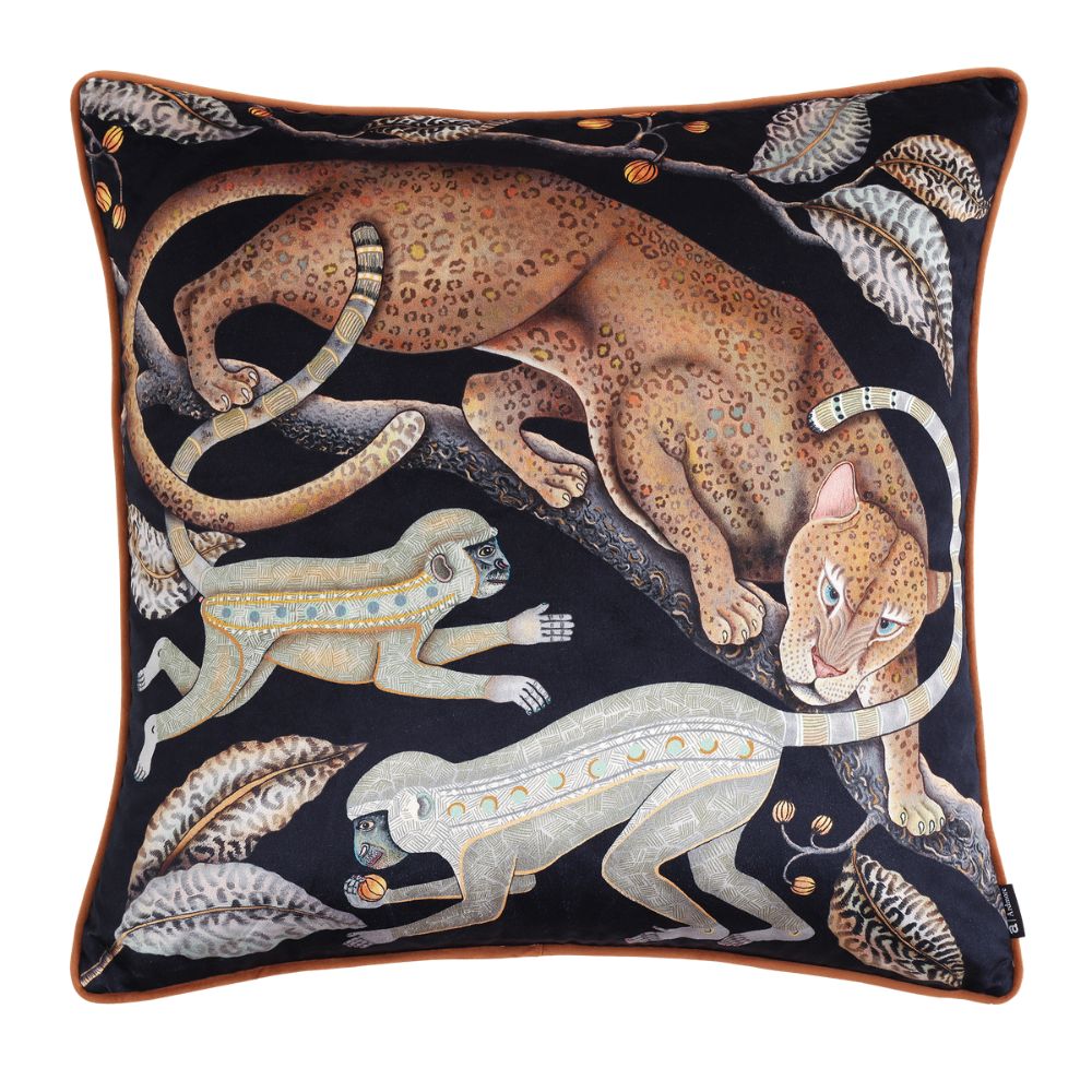 Monkey Tales Velvet Pillow - Brass