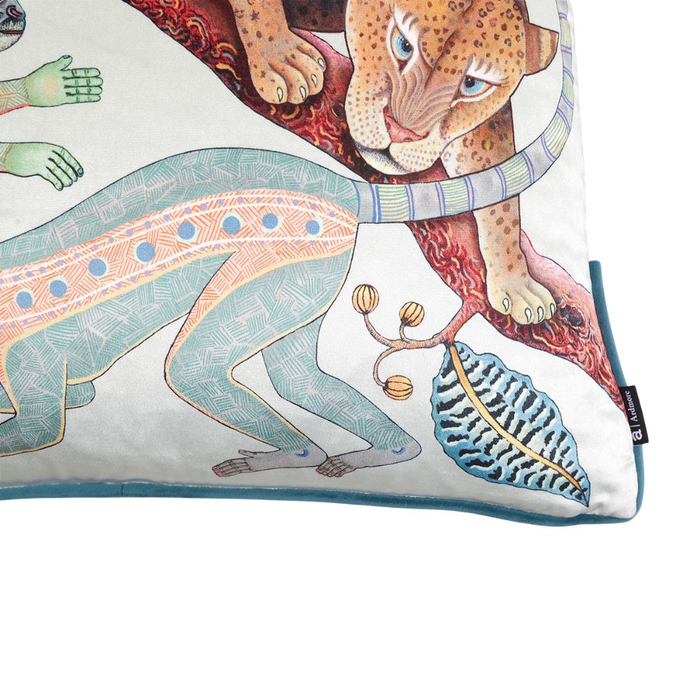Monkey Tales Velvet Pillow - Mist