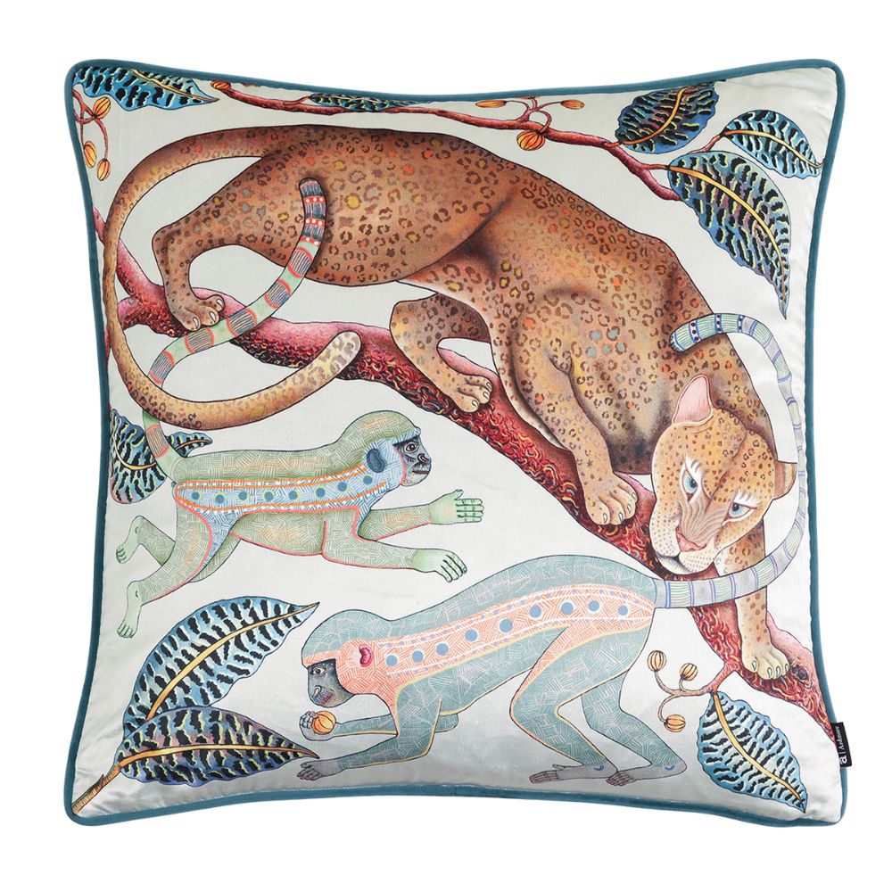 Monkey Tales Velvet Pillow - Mist