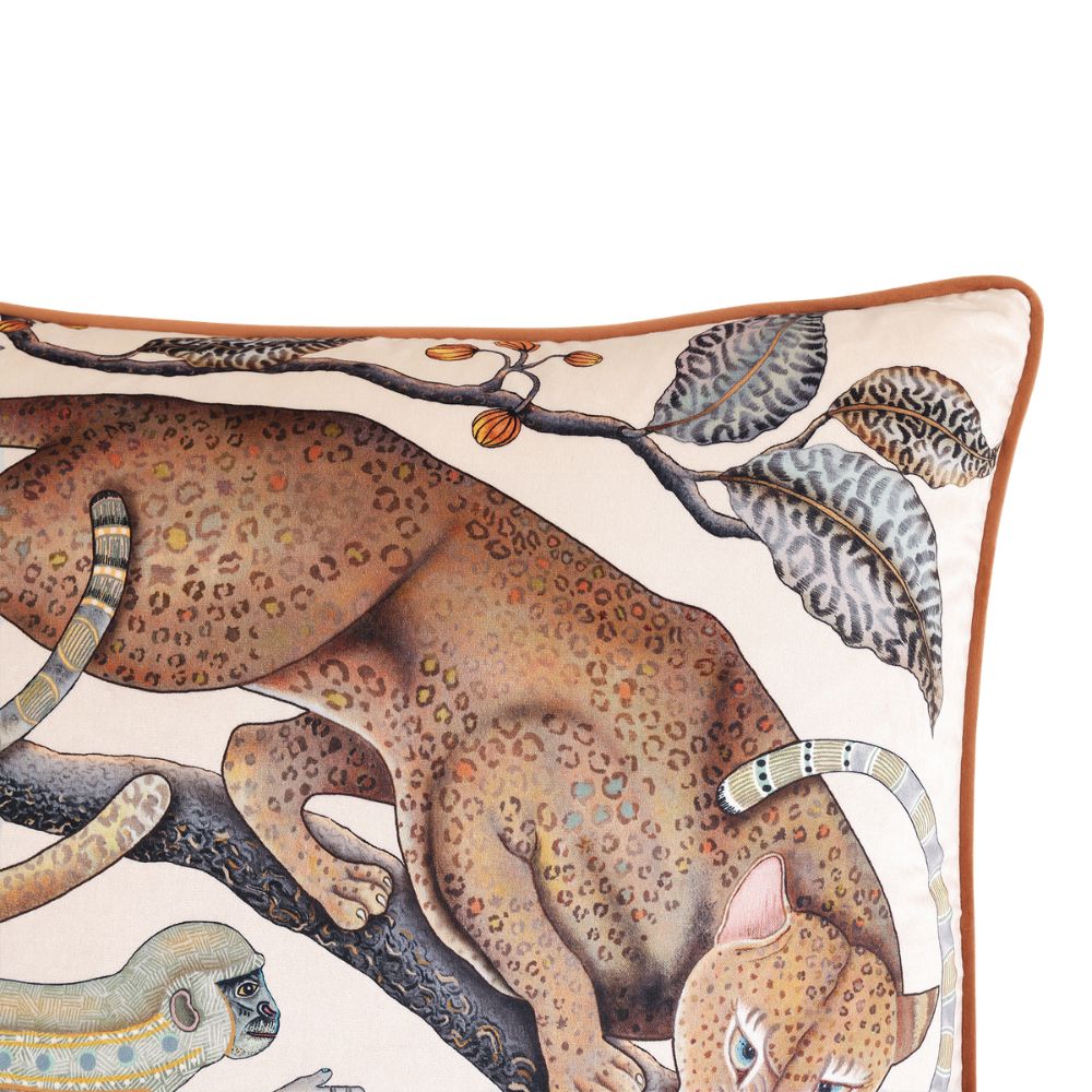 Monkey Tales Velvet Pillow - Pearl