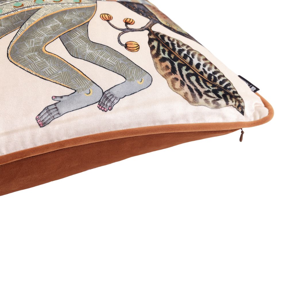 Monkey Tales Velvet Pillow - Pearl