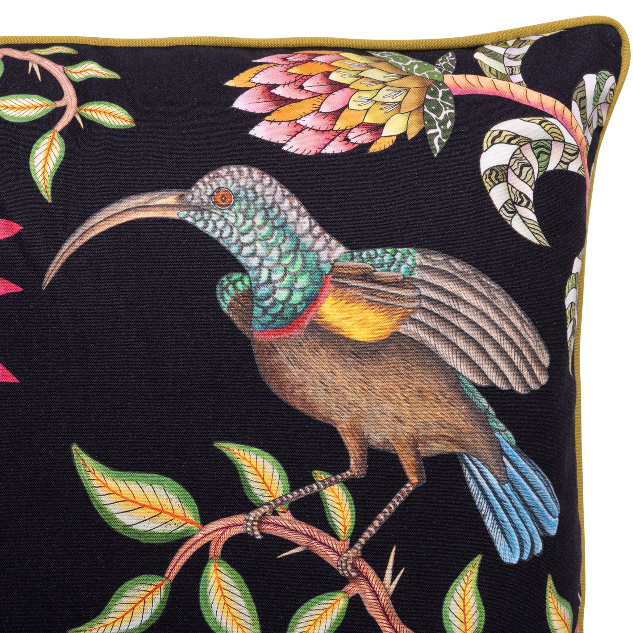 Protea Garden Cotton Pillow - Night
