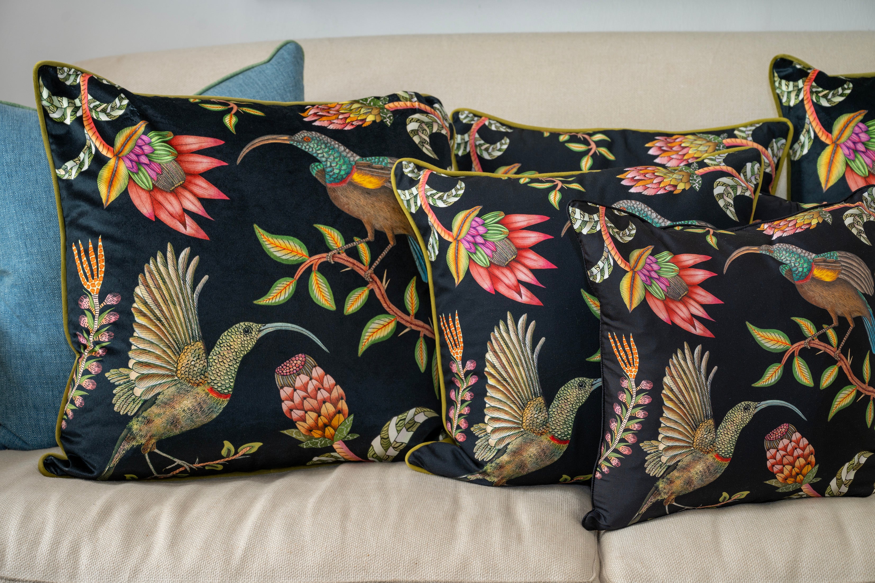Protea Garden Silk Pillow - Night