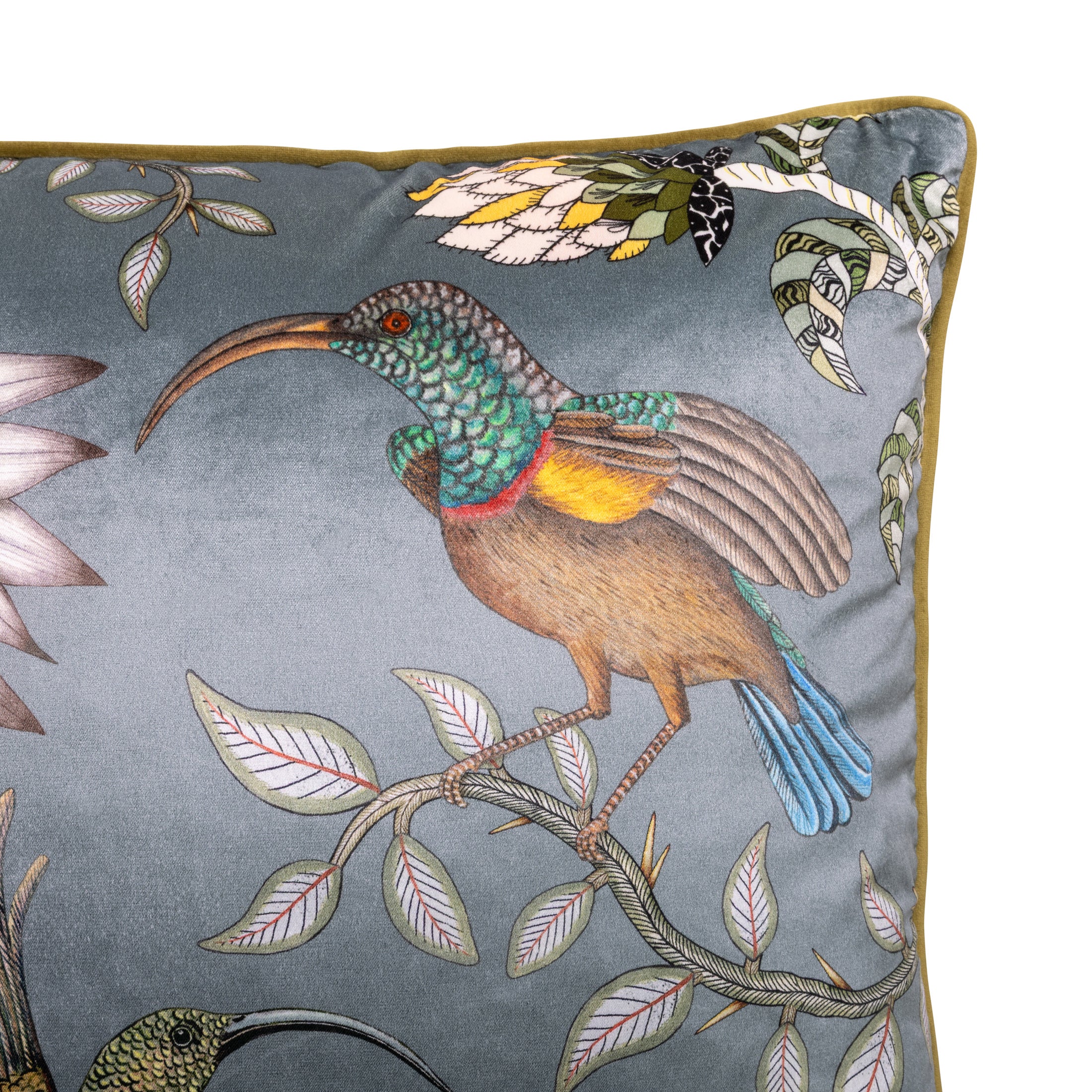 Protea Garden Velvet Pillow - Ash