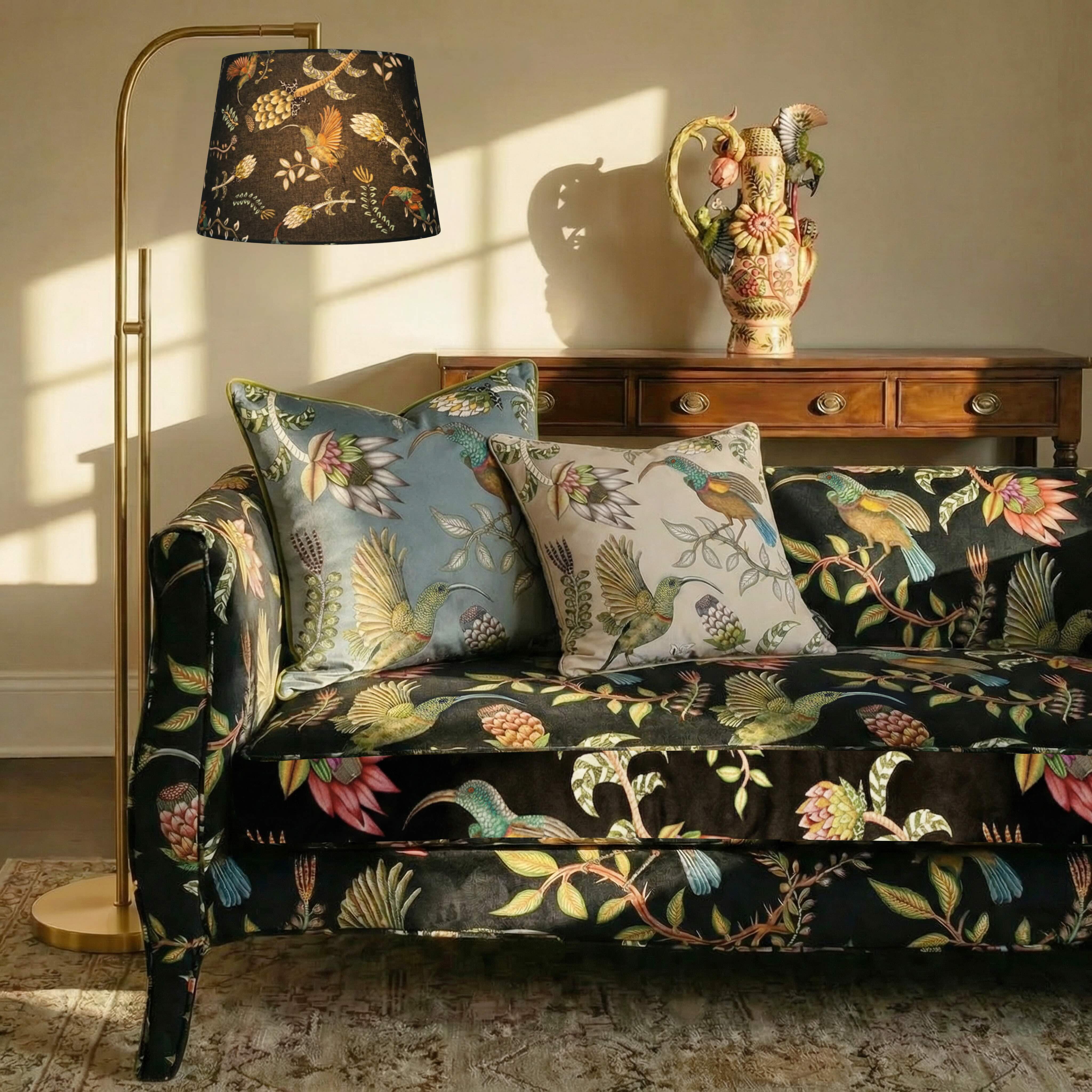 Protea Garden Velvet Pillow - Ash