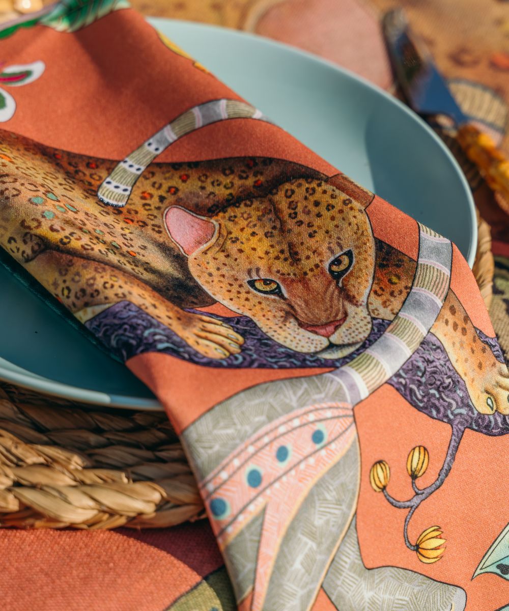 Monkey Tales Napkins (Pair) - Coral