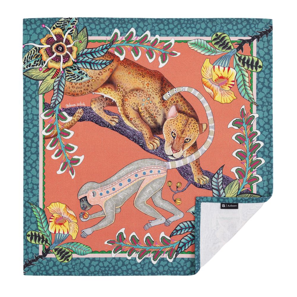 Monkey Tales Napkins (Pair) - Coral