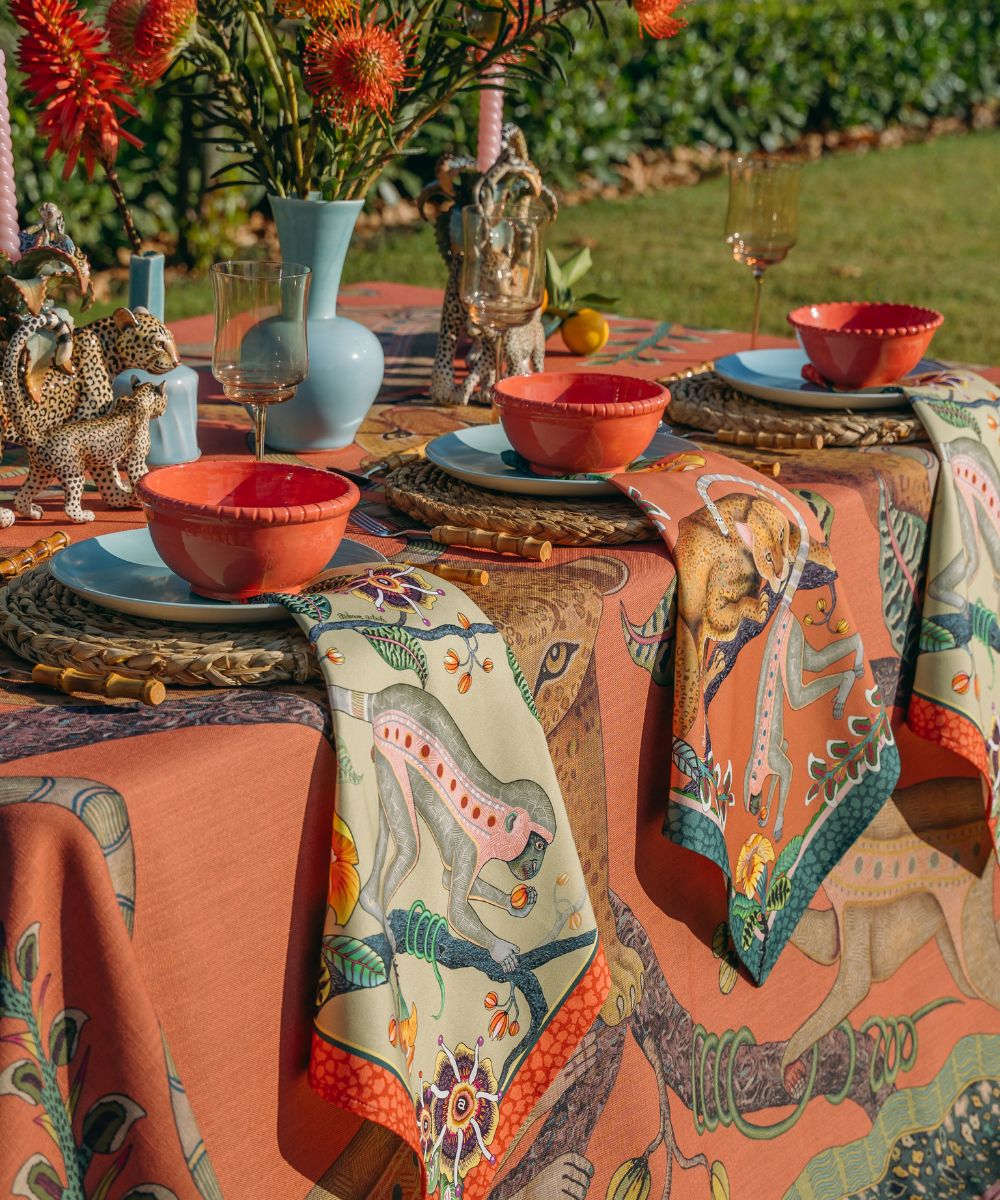 Monkey Tales Napkins (Pair) - Coral
